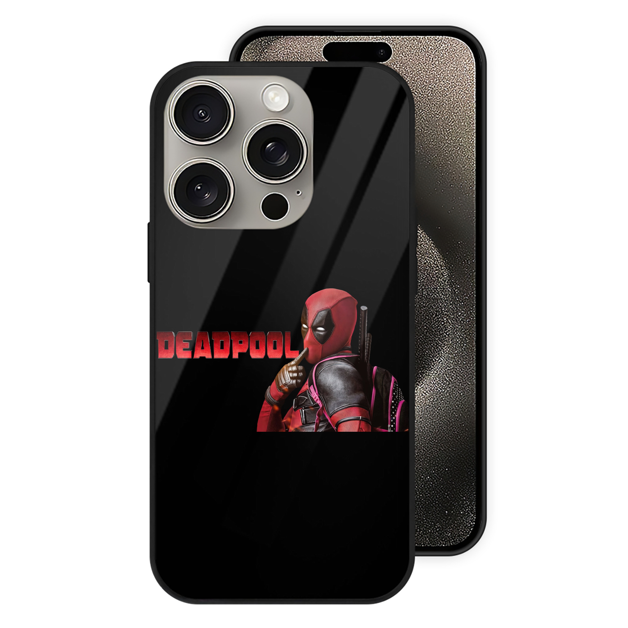 （画像用） Deadpool デッドプール 【iPhone15Pro対応】スマホケース 耐衝撃＆黄変防止 背面ガラス