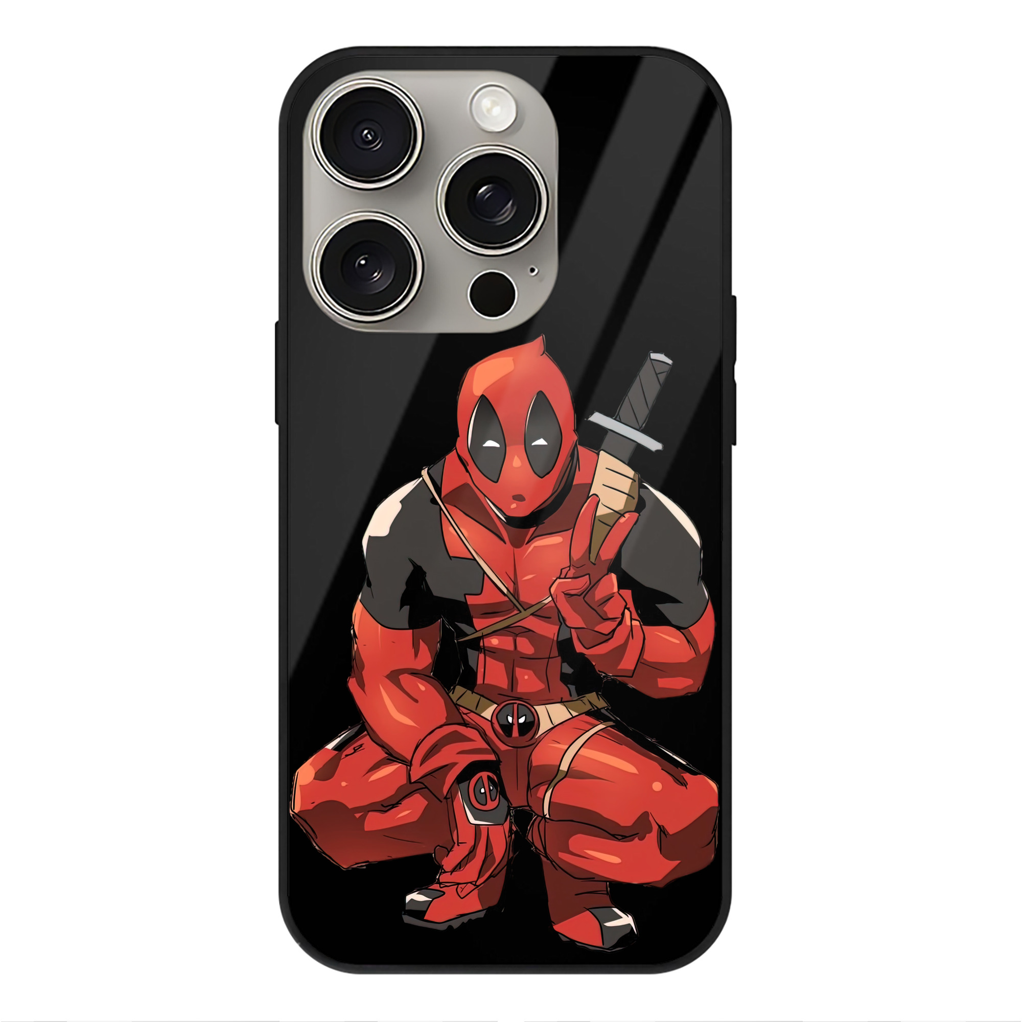 （画像用） Deadpool デッドプール 【iPhone15Pro対応】スマホケース 耐衝撃＆黄変防止 背面ガラス