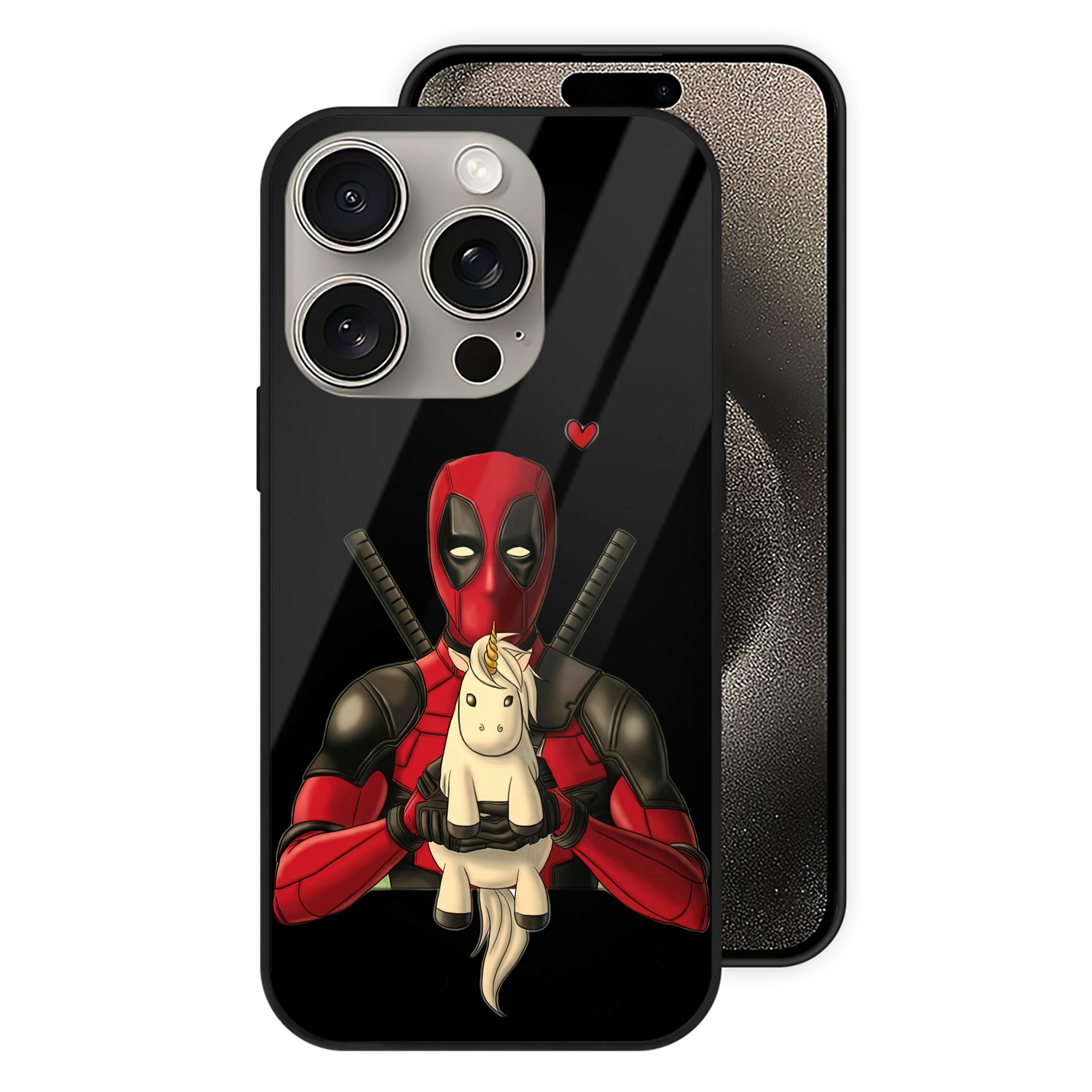 （画像用） Deadpool デッドプール 【iPhone15Pro対応】スマホケース 耐衝撃＆黄変防止 背面ガラス