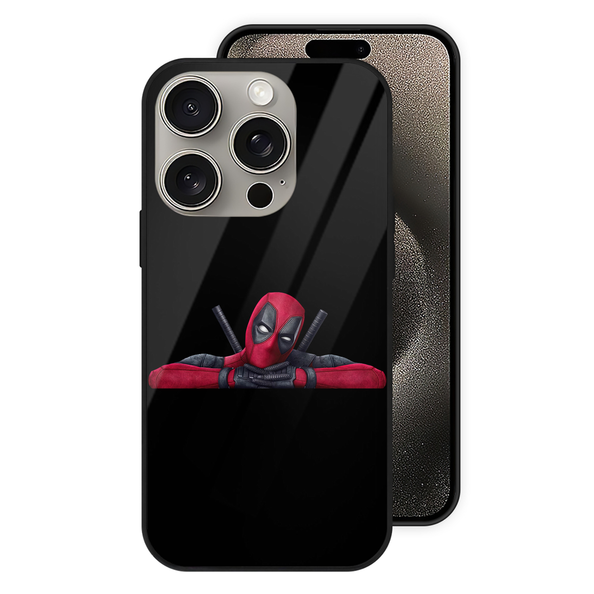 （画像用） Deadpool デッドプール 【iPhone15Pro対応】スマホケース 耐衝撃＆黄変防止 背面ガラス