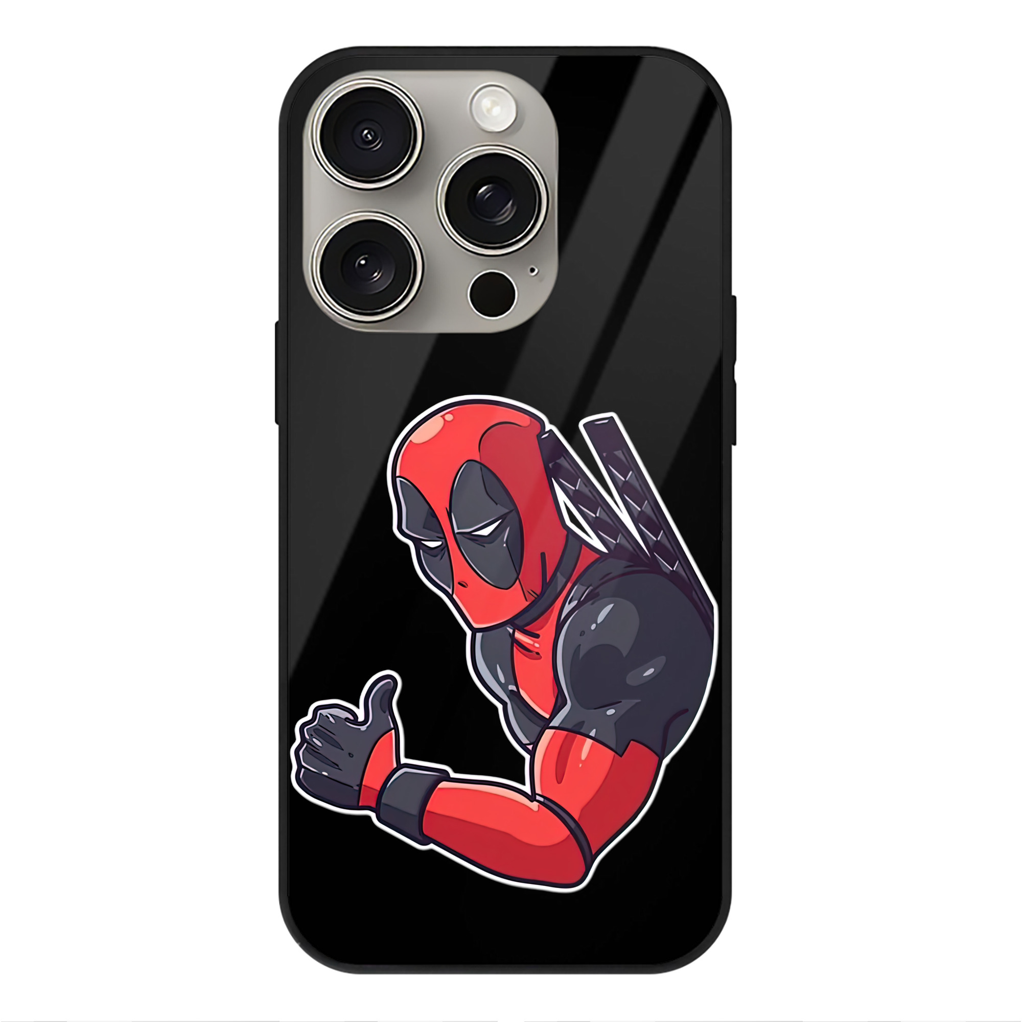 （画像用） Deadpool デッドプール 【iPhone15Pro対応】スマホケース 耐衝撃＆黄変防止 背面ガラス