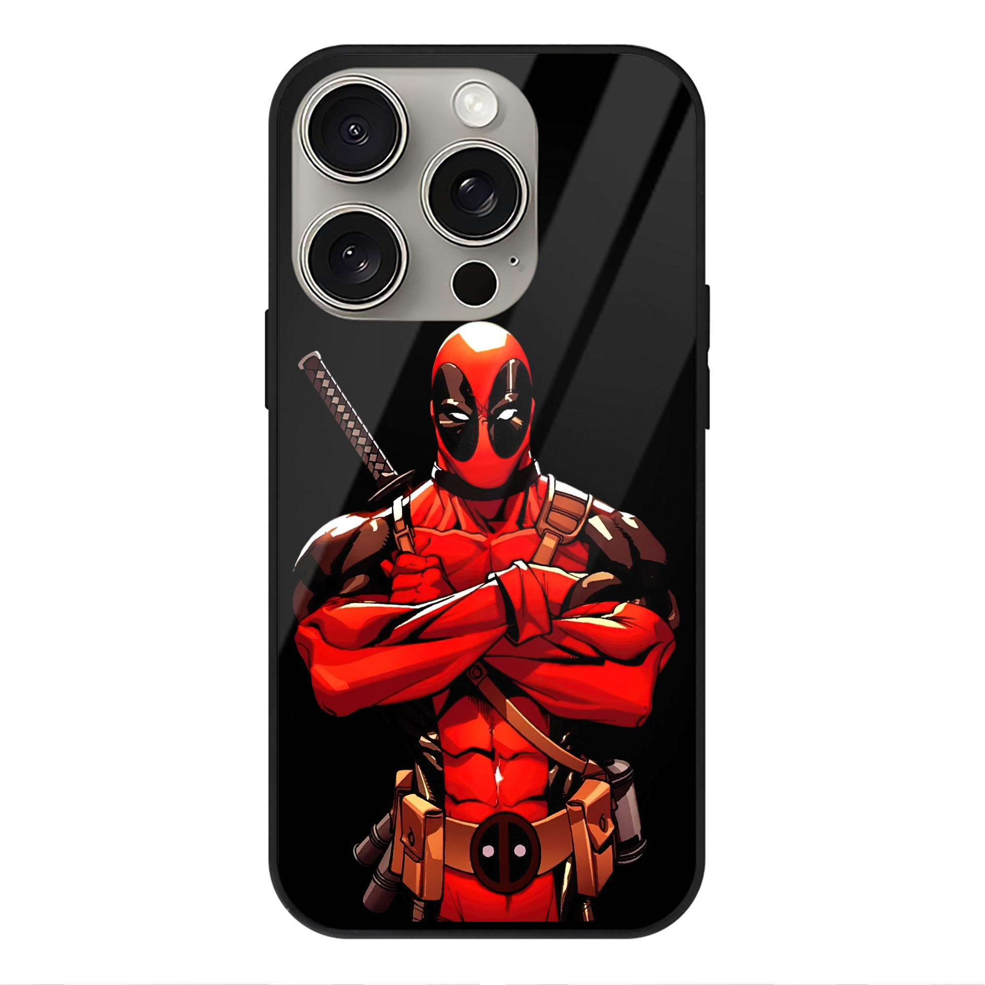 （画像用） Deadpool デッドプール 【iPhone15Pro対応】スマホケース 耐衝撃＆黄変防止 背面ガラス