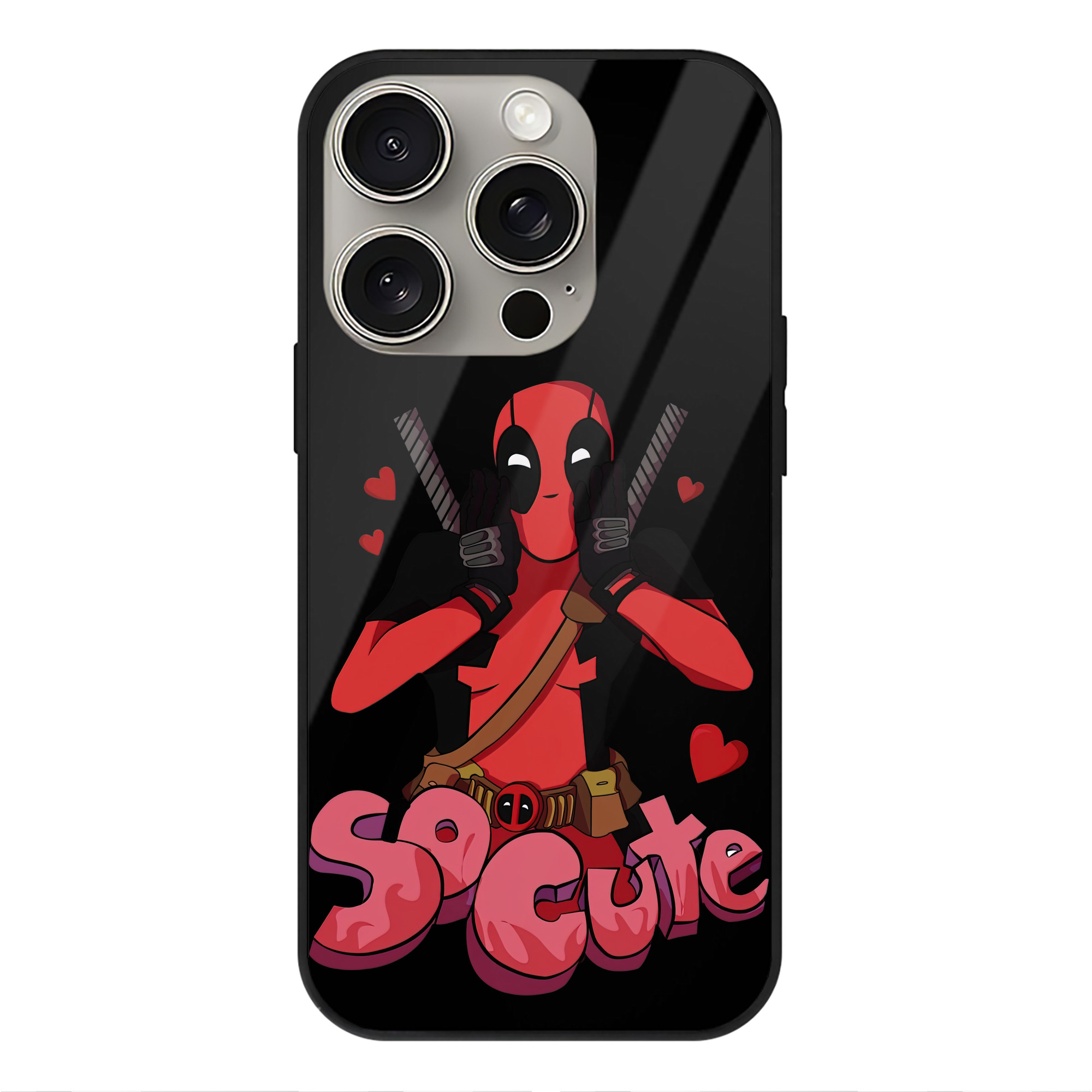 （画像用） Deadpool デッドプール 【iPhone15Pro対応】スマホケース 耐衝撃＆黄変防止 背面ガラス