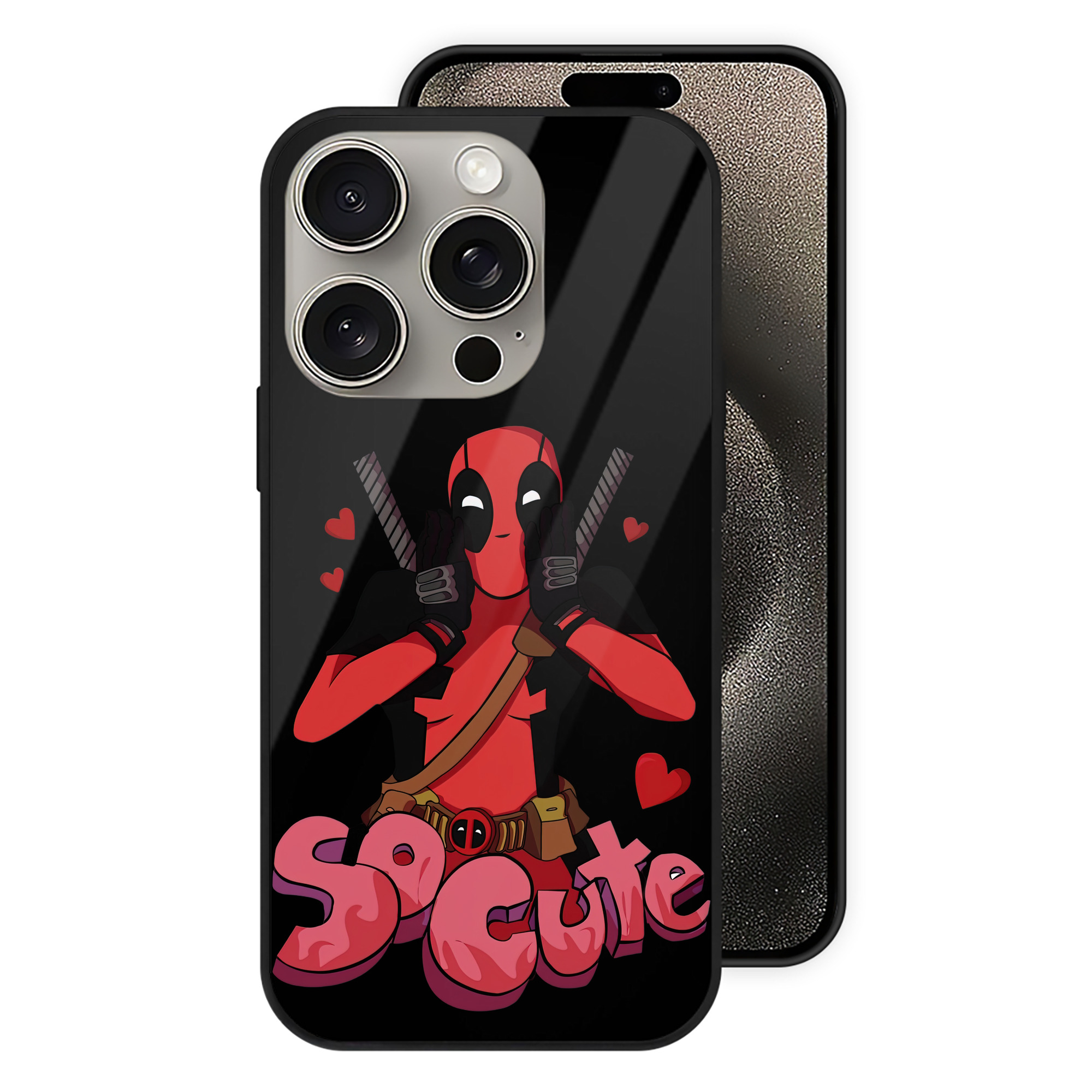 （画像用） Deadpool デッドプール 【iPhone15Pro対応】スマホケース 耐衝撃＆黄変防止 背面ガラス