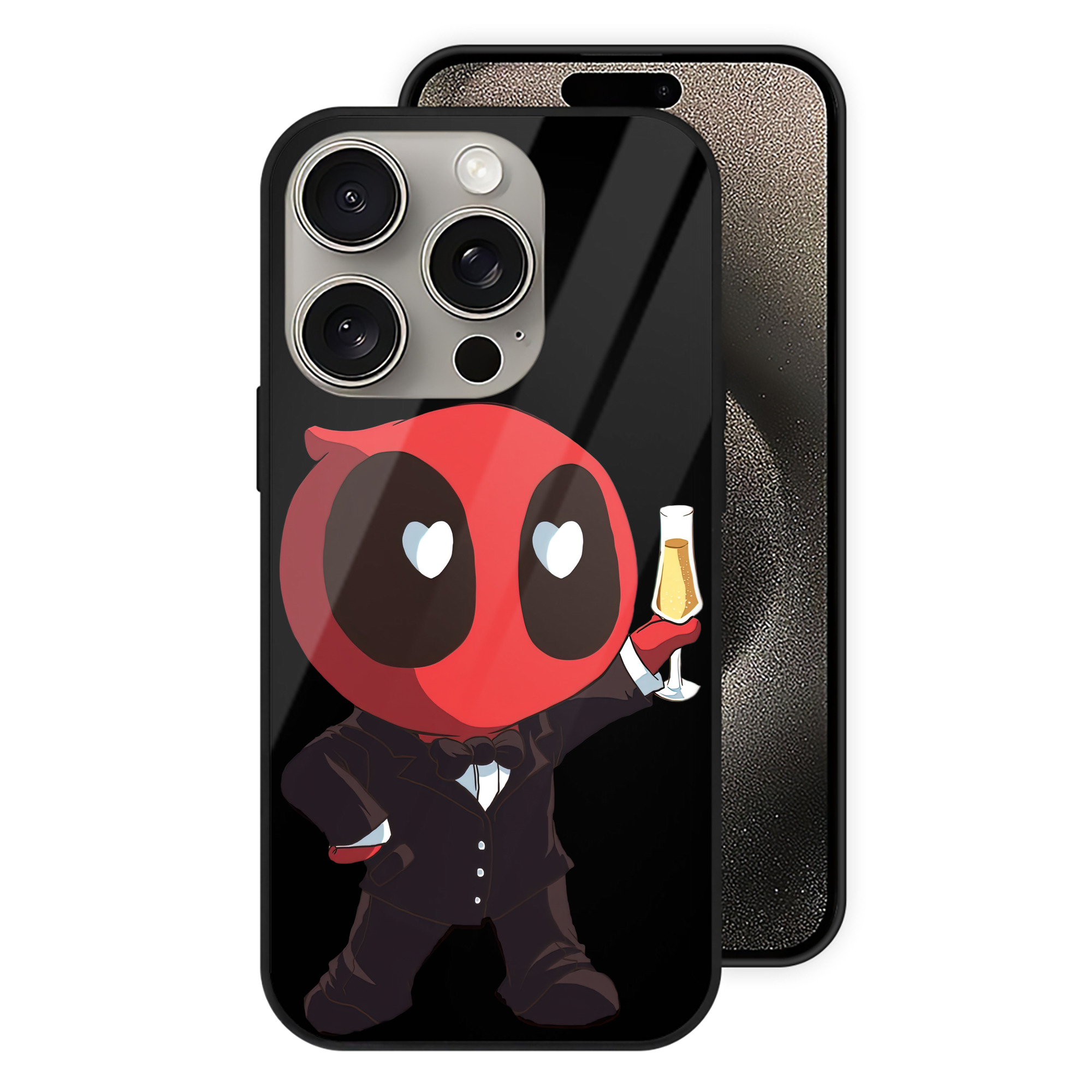 （画像用） Deadpool デッドプール 【iPhone15Pro対応】スマホケース 耐衝撃＆黄変防止 背面ガラス