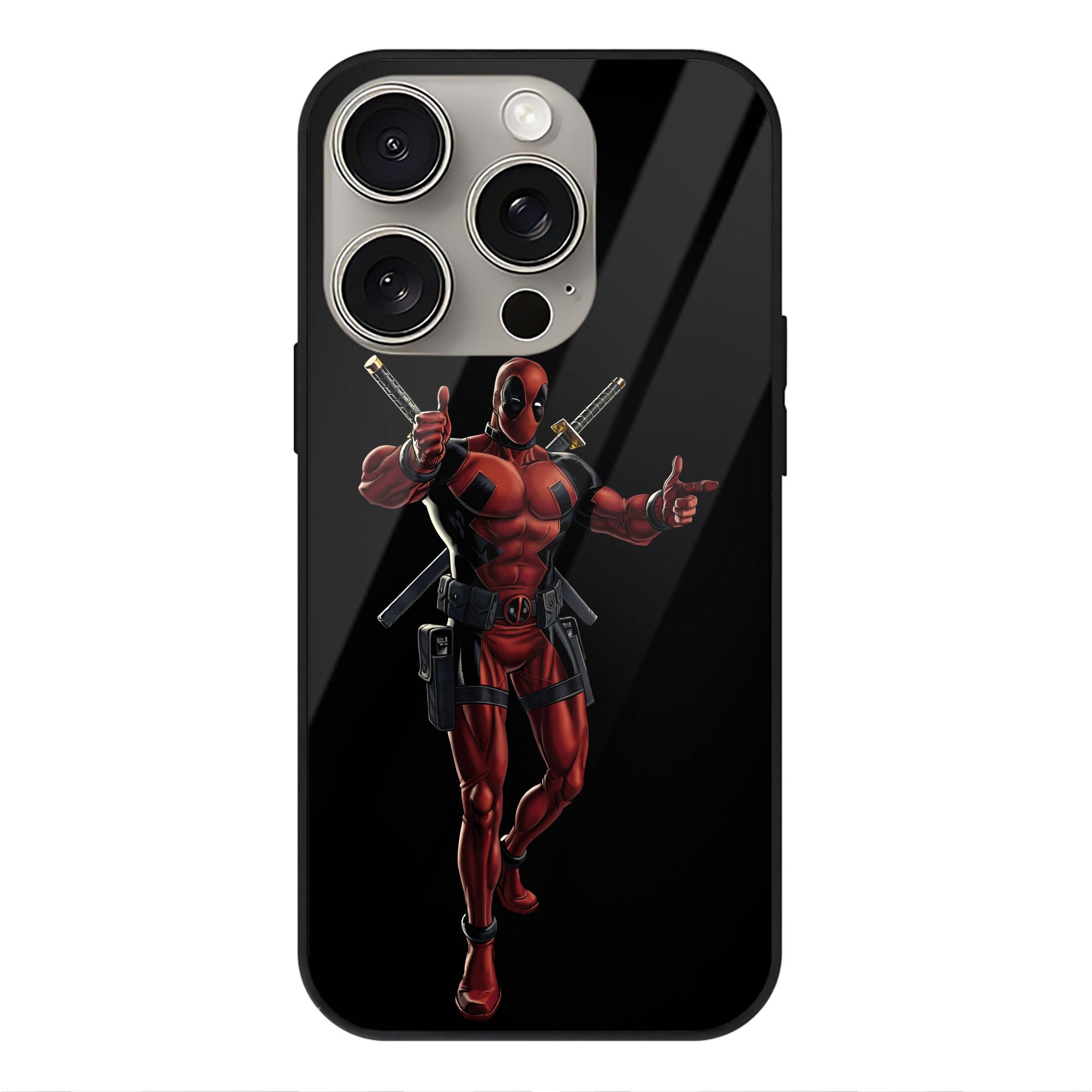 （画像用） Deadpool デッドプール 【iPhone15Pro対応】スマホケース 耐衝撃＆黄変防止 背面ガラス