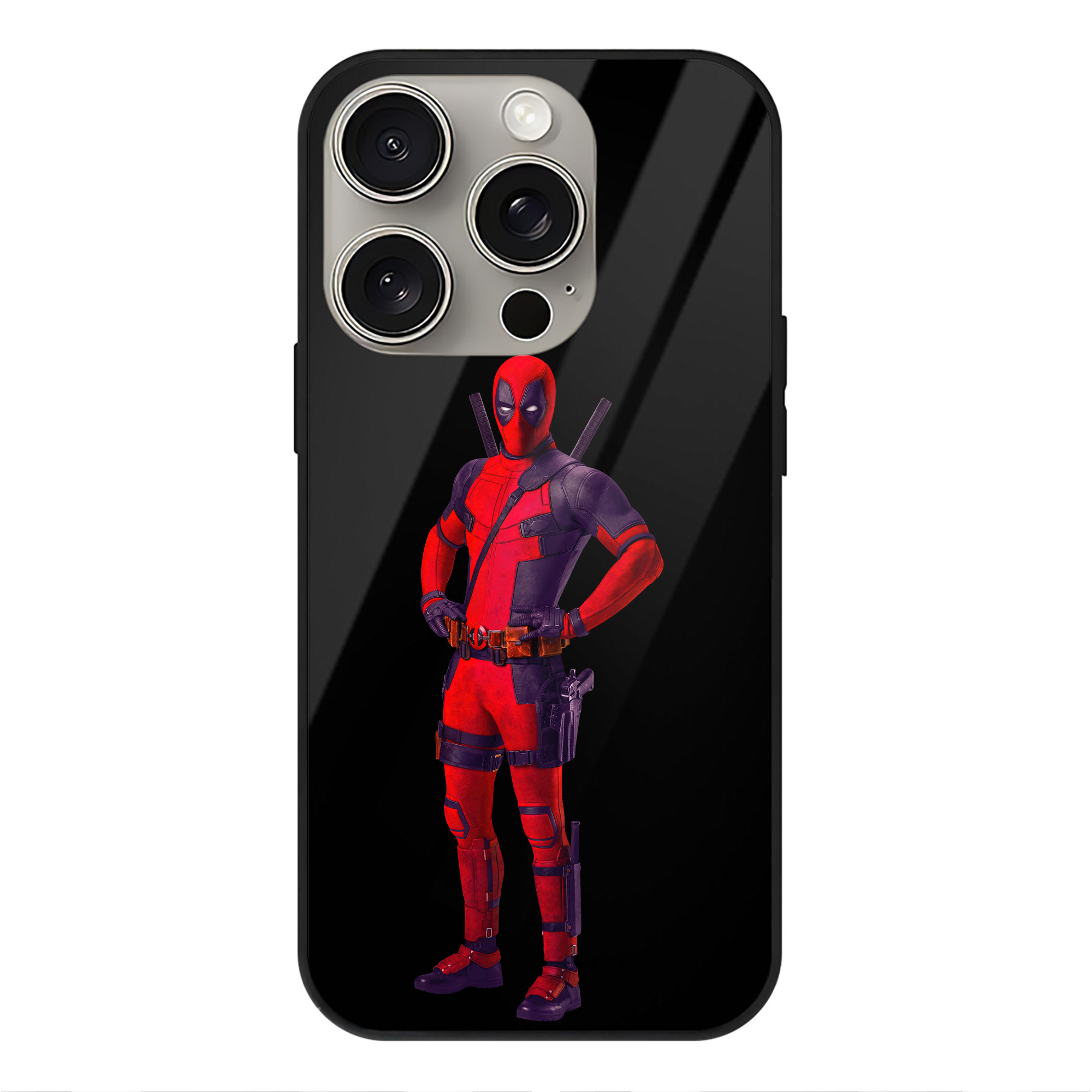 （画像用） Deadpool デッドプール 【iPhone15Pro対応】スマホケース 耐衝撃＆黄変防止 背面ガラス