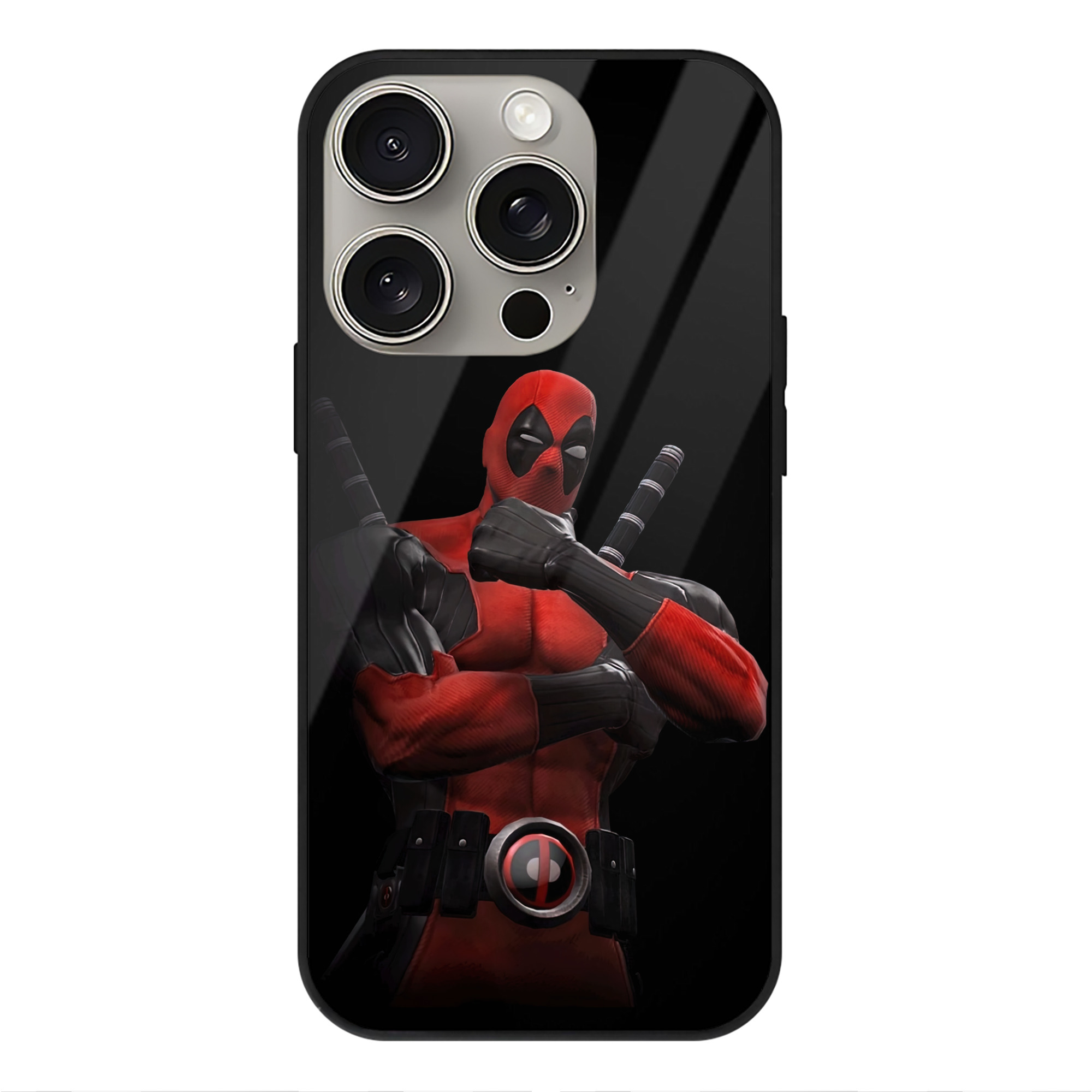 （画像用） Deadpool デッドプール 【iPhone15Pro対応】スマホケース 耐衝撃＆黄変防止 背面ガラス