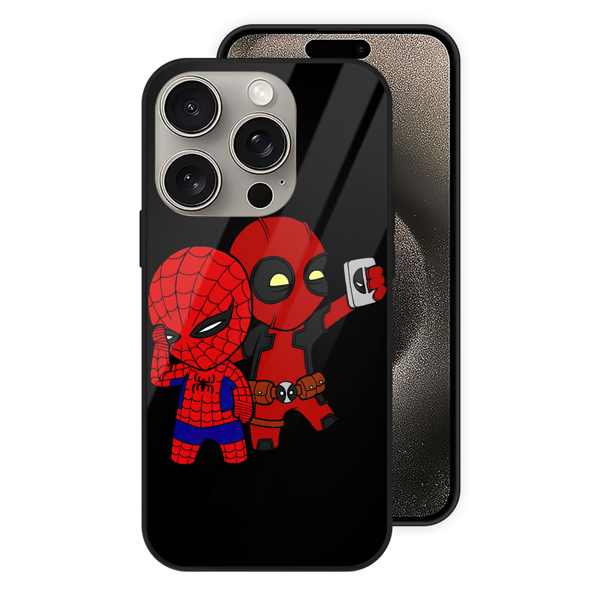 （画像用） Deadpool デッドプール 【iPhone15Pro対応】スマホケース 耐衝撃＆黄変防止 背面ガラス