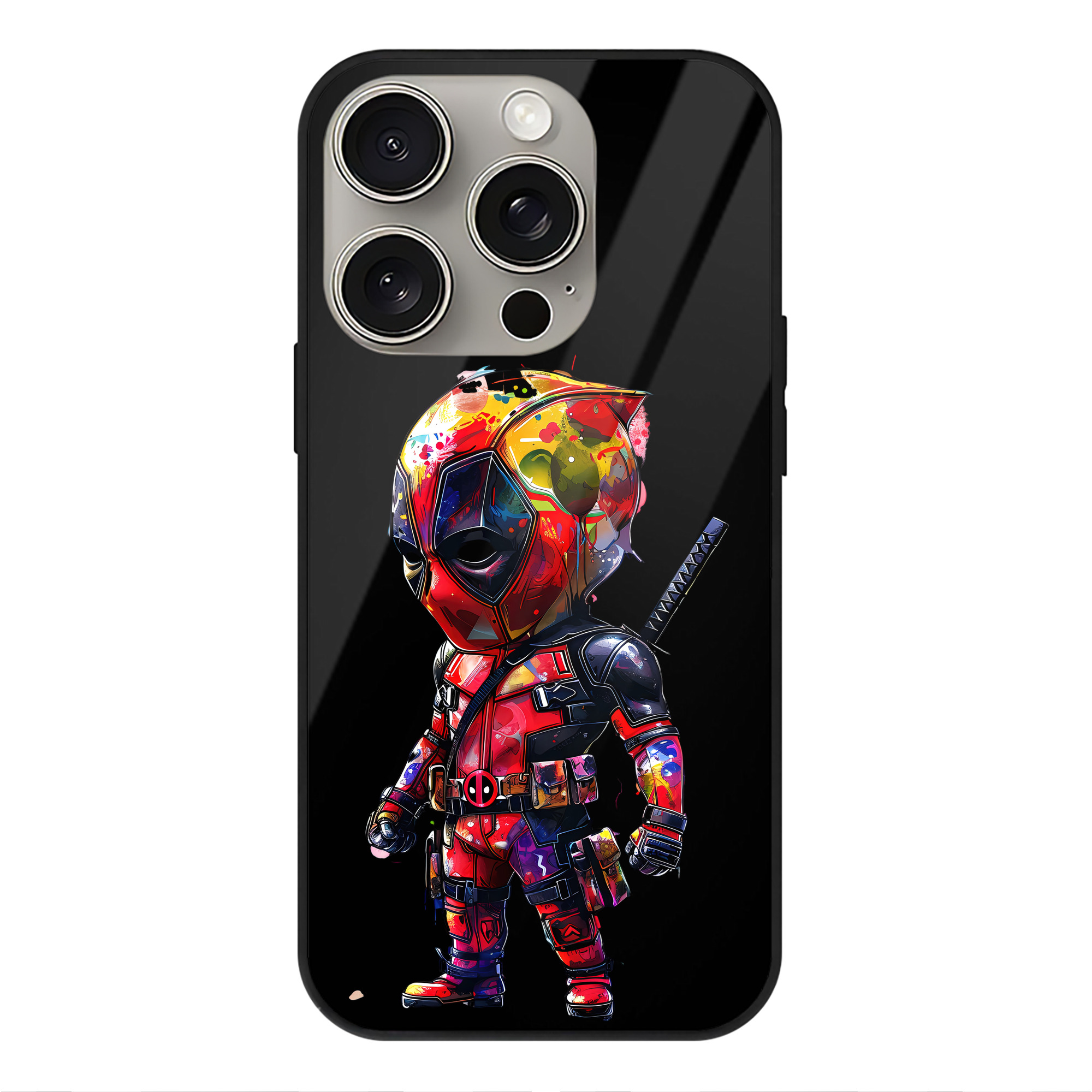 （画像用） Deadpool デッドプール 【iPhone15Pro対応】スマホケース 耐衝撃＆黄変防止 背面ガラス