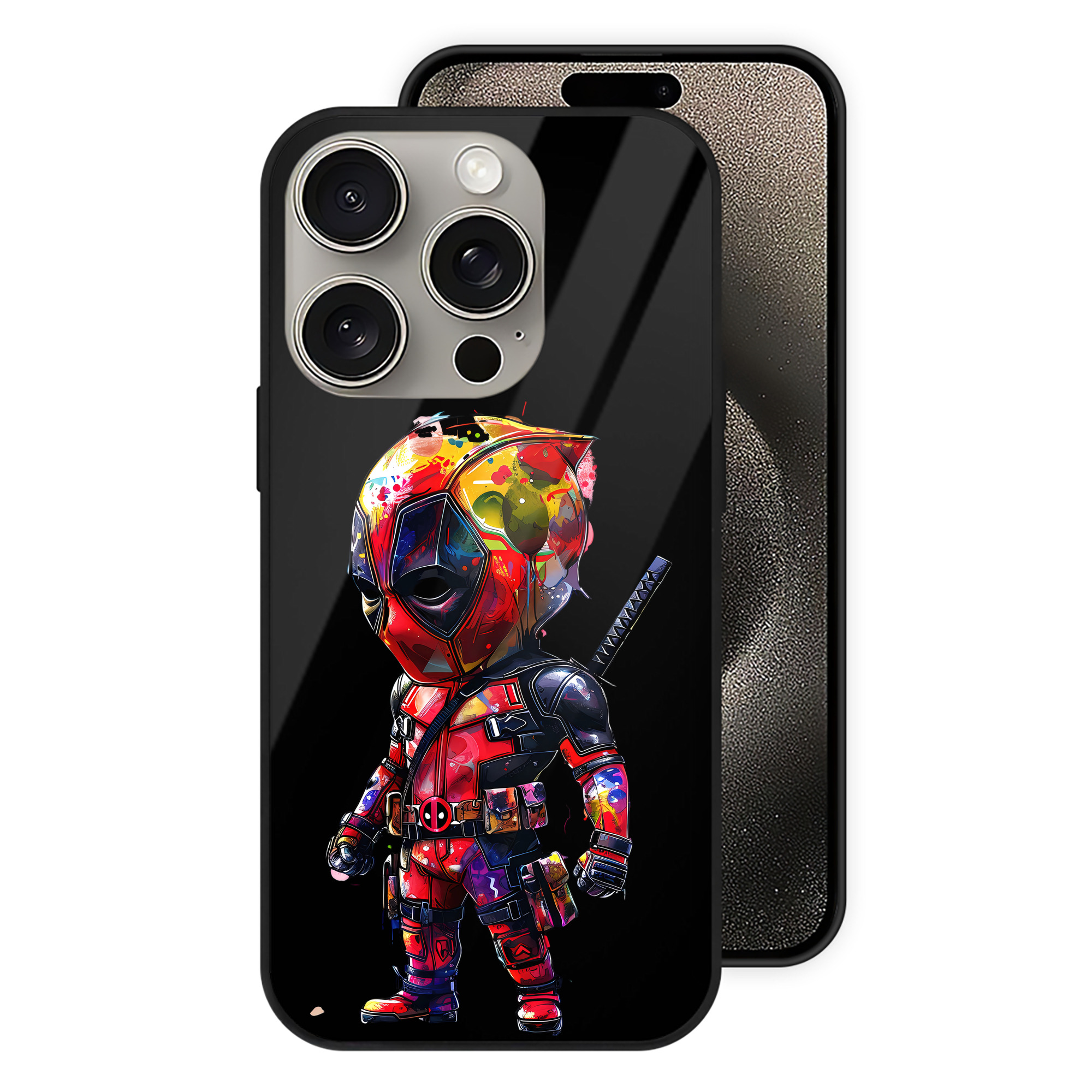 （画像用） Deadpool デッドプール 【iPhone15Pro対応】スマホケース 耐衝撃＆黄変防止 背面ガラス