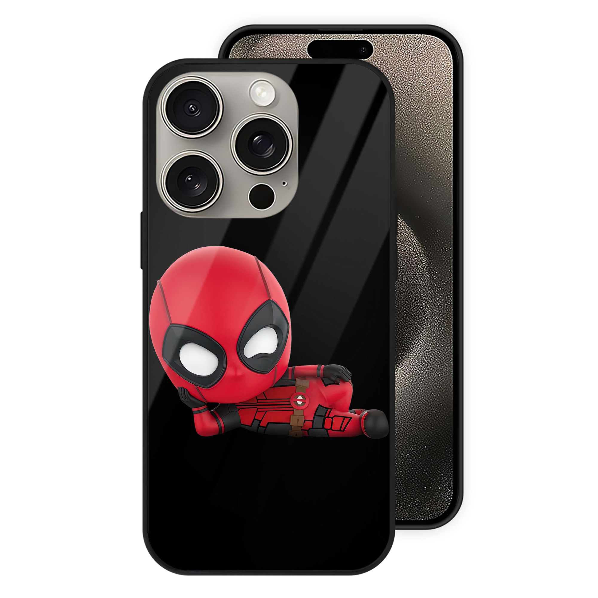 （画像用） Deadpool デッドプール 【iPhone15Pro対応】スマホケース 耐衝撃＆黄変防止 背面ガラス