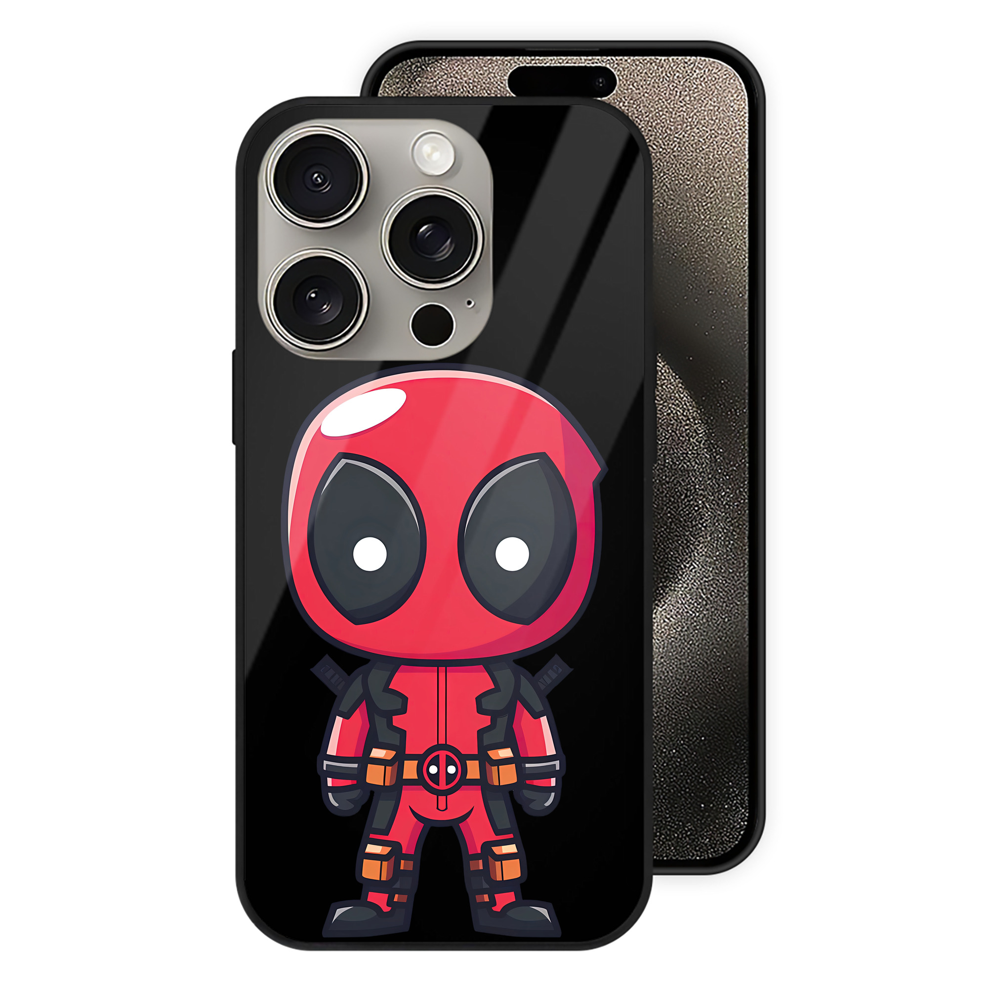 （画像用） Deadpool デッドプール 【iPhone15Pro対応】スマホケース 耐衝撃＆黄変防止 背面ガラス