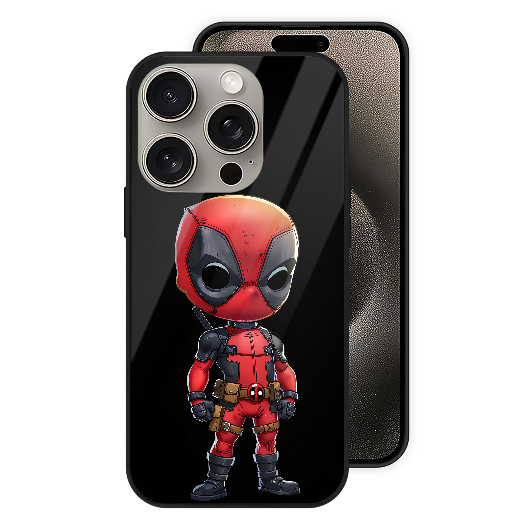（画像用） Deadpool デッドプール 【iPhone15Pro対応】スマホケース 耐衝撃＆黄変防止 背面ガラス