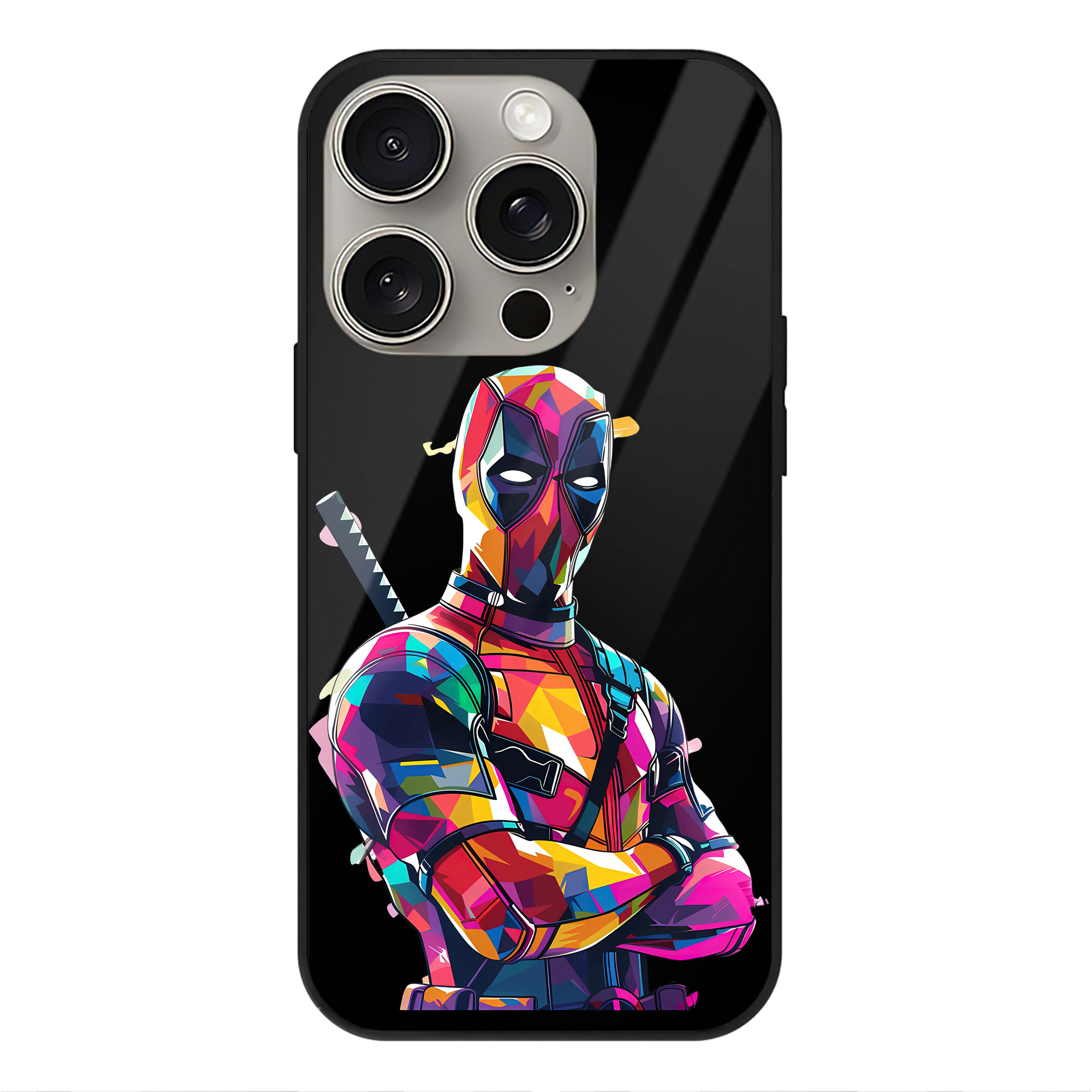 （画像用） Deadpool デッドプール 【iPhone15Pro対応】スマホケース 耐衝撃＆黄変防止 背面ガラス