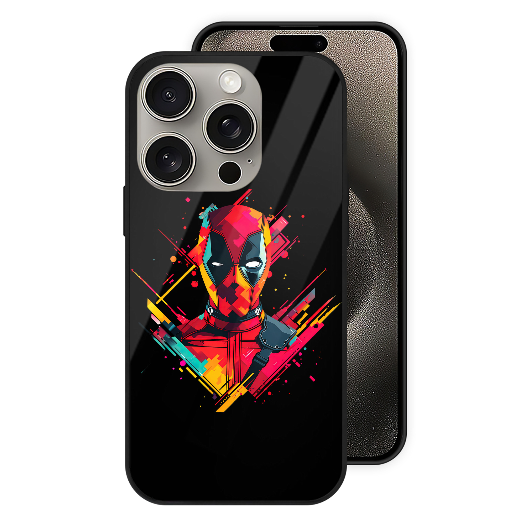 （画像用） Deadpool デッドプール 【iPhone15Pro対応】スマホケース 耐衝撃＆黄変防止 背面ガラス