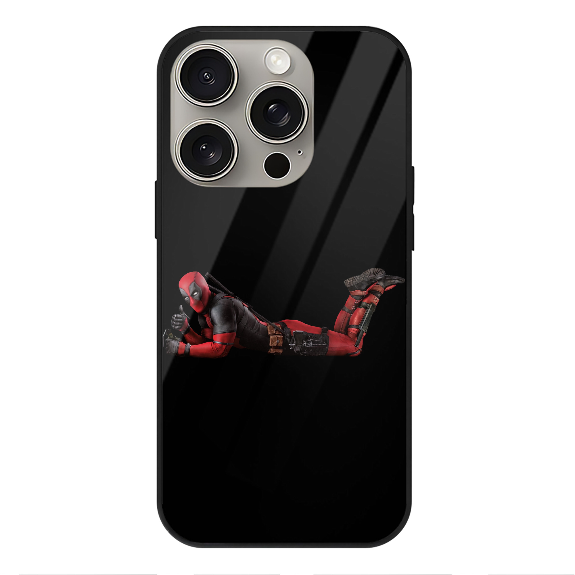 （画像用） Deadpool デッドプール 【iPhone15Pro対応】スマホケース 耐衝撃＆黄変防止 背面ガラス
