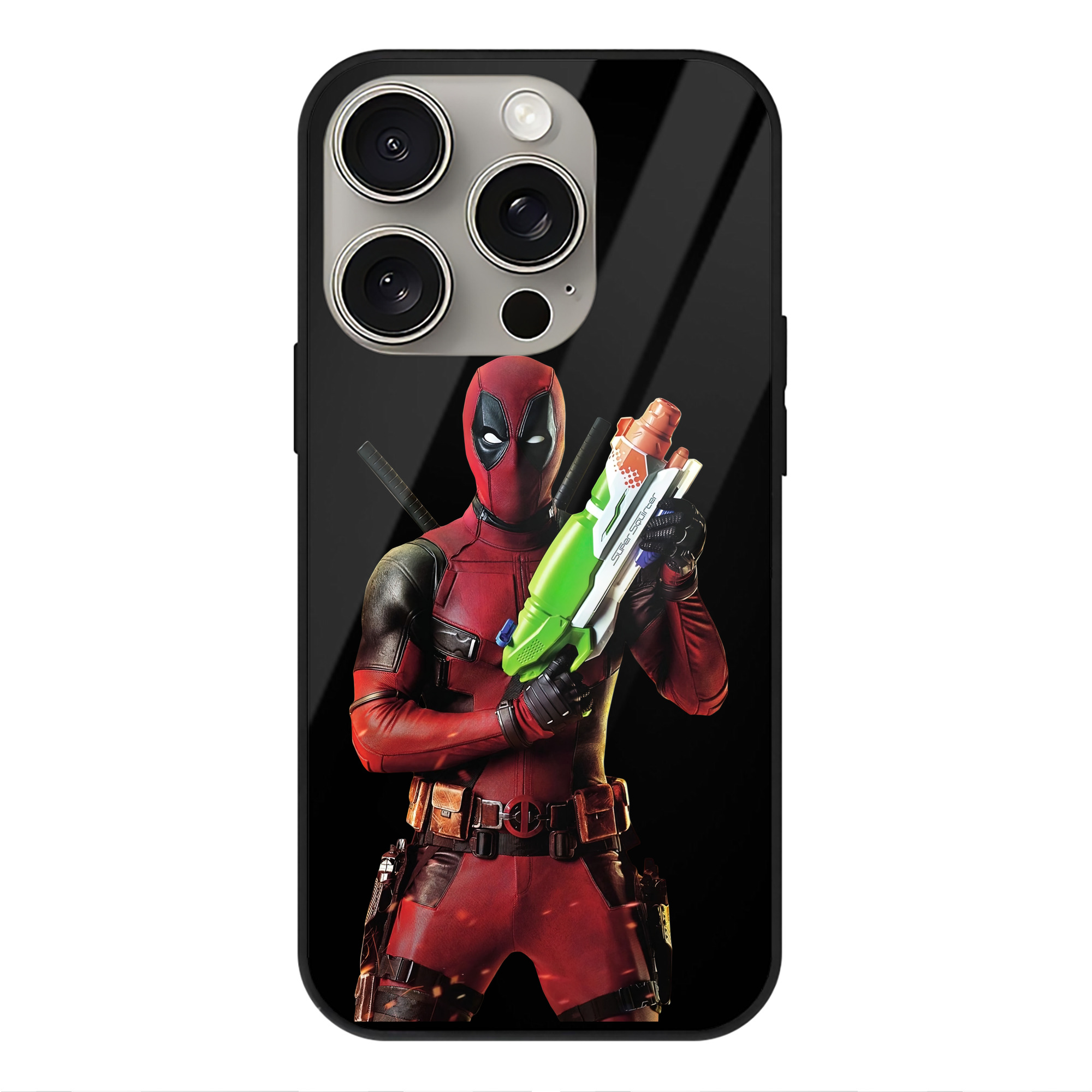 （画像用） Deadpool デッドプール 【iPhone15Pro対応】スマホケース 耐衝撃＆黄変防止 背面ガラス