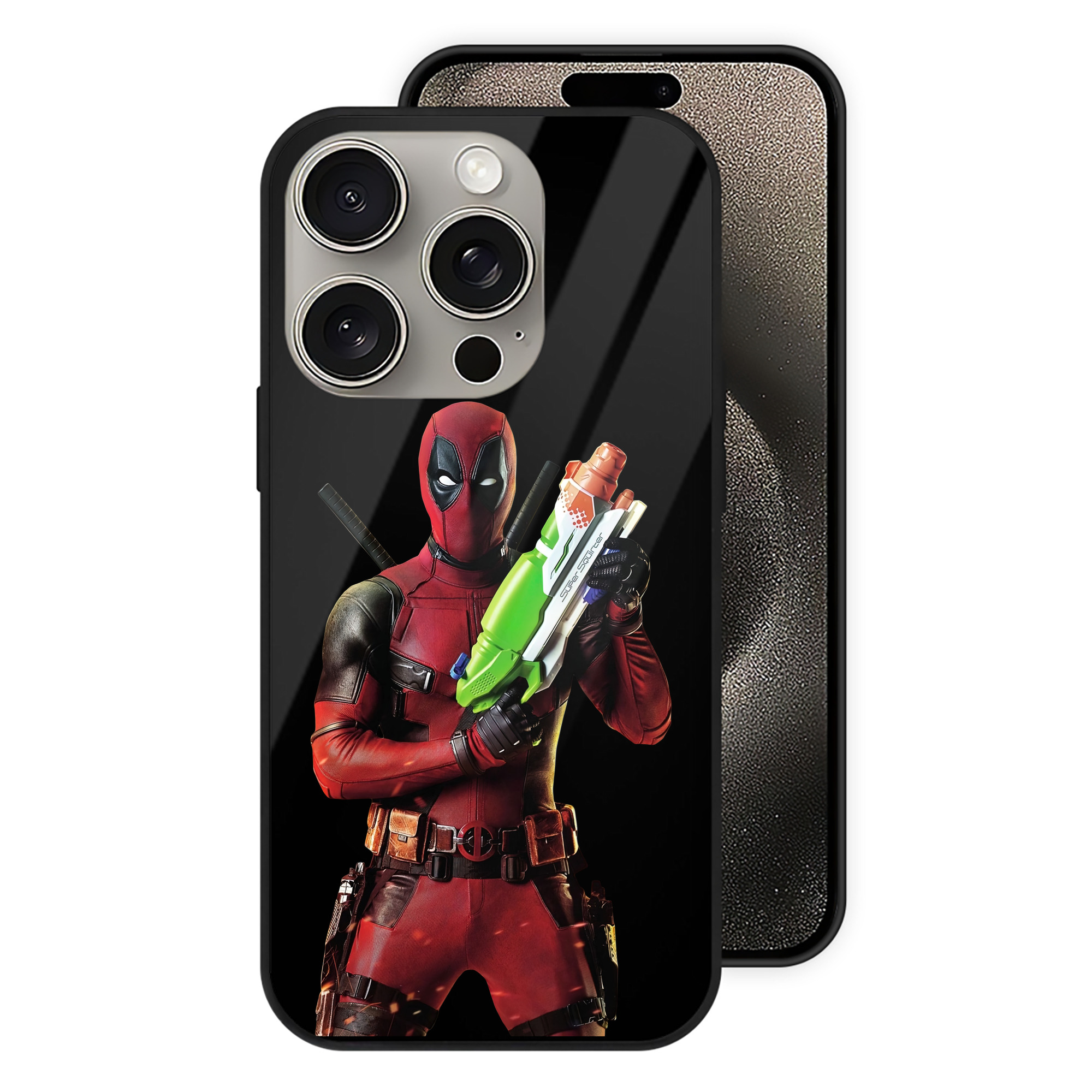 （画像用） Deadpool デッドプール 【iPhone15Pro対応】スマホケース 耐衝撃＆黄変防止 背面ガラス