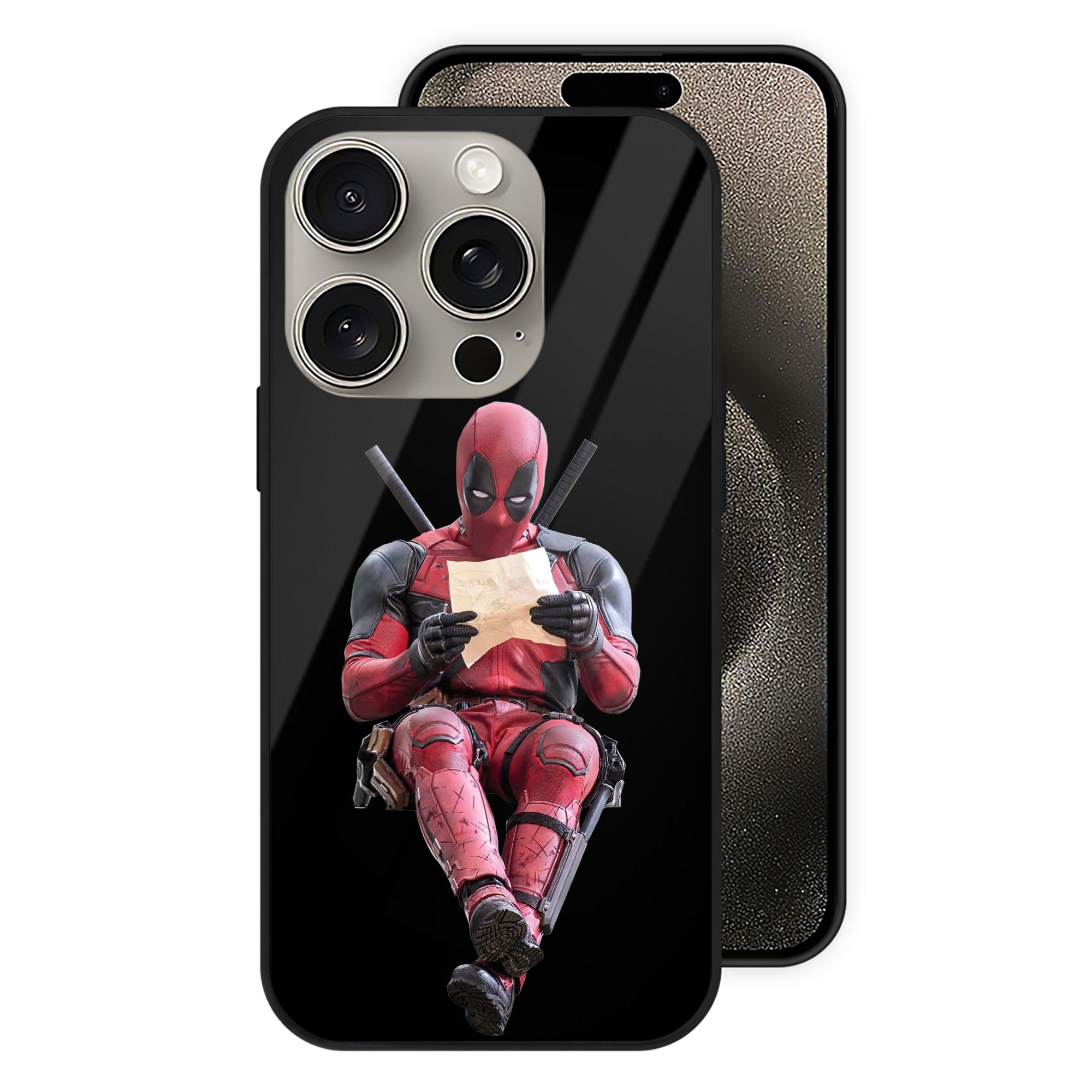 （画像用） Deadpool デッドプール 【iPhone15Pro対応】スマホケース 耐衝撃＆黄変防止 背面ガラス