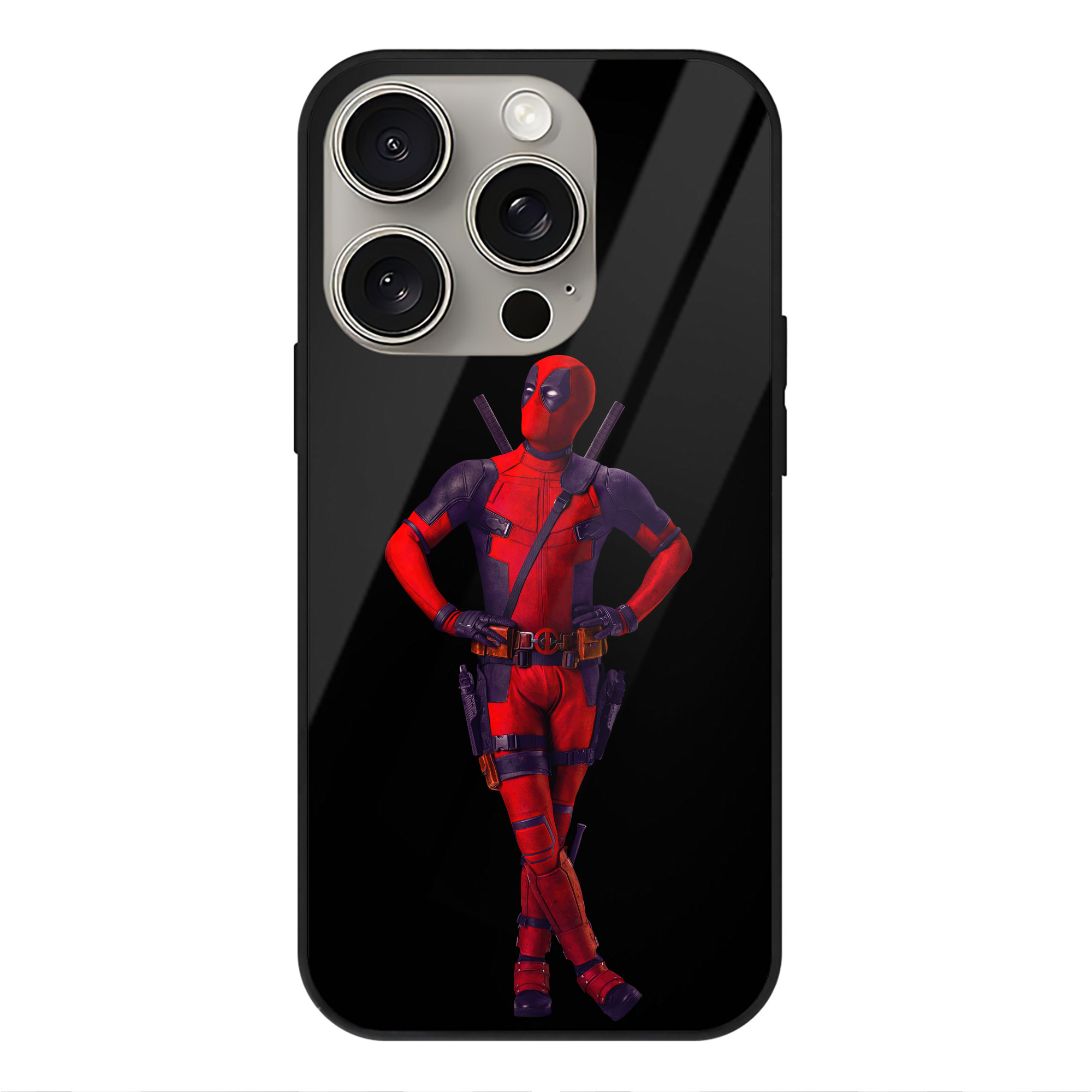 （画像用） Deadpool デッドプール 【iPhone15Pro対応】スマホケース 耐衝撃＆黄変防止 背面ガラス
