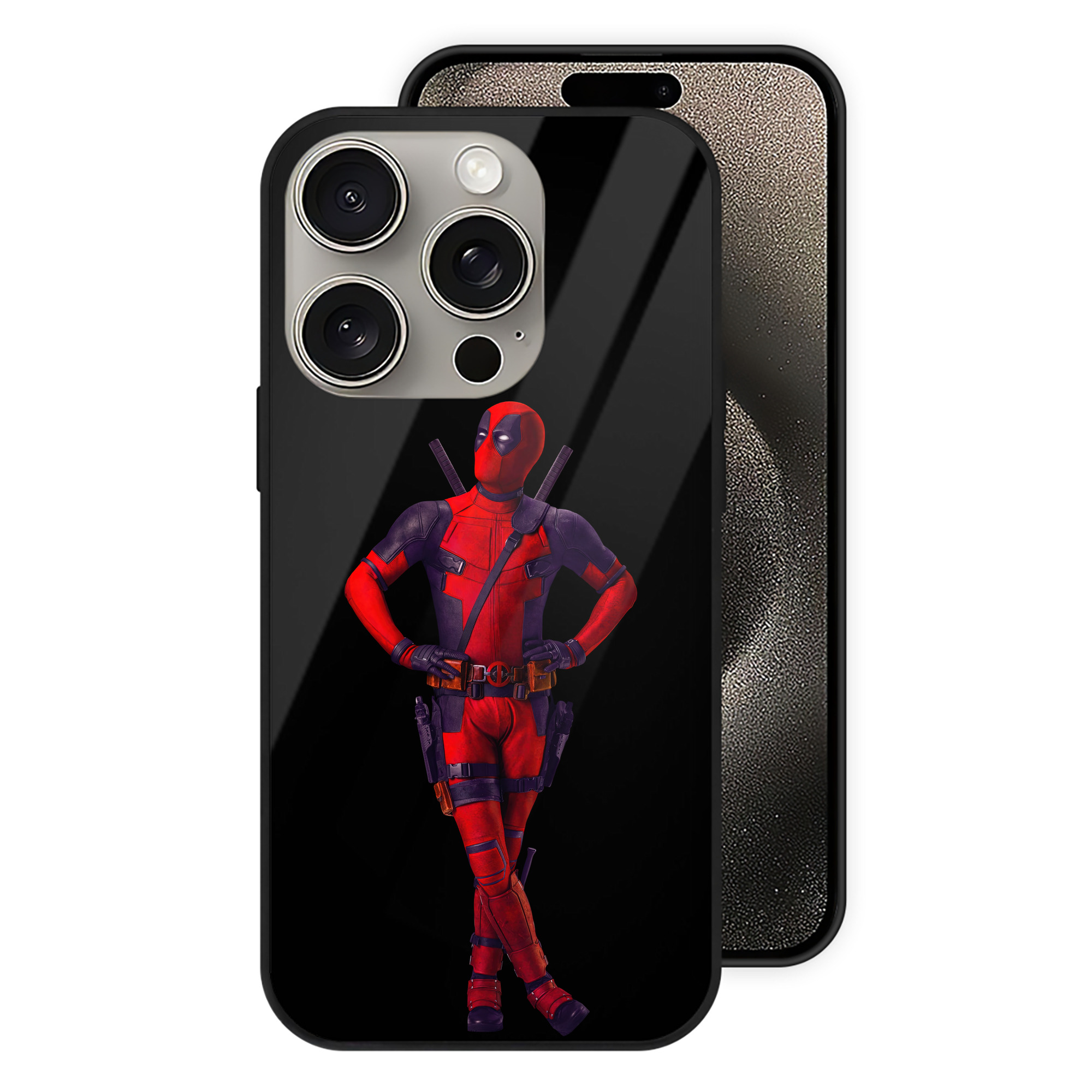 （画像用） Deadpool デッドプール 【iPhone15Pro対応】スマホケース 耐衝撃＆黄変防止 背面ガラス