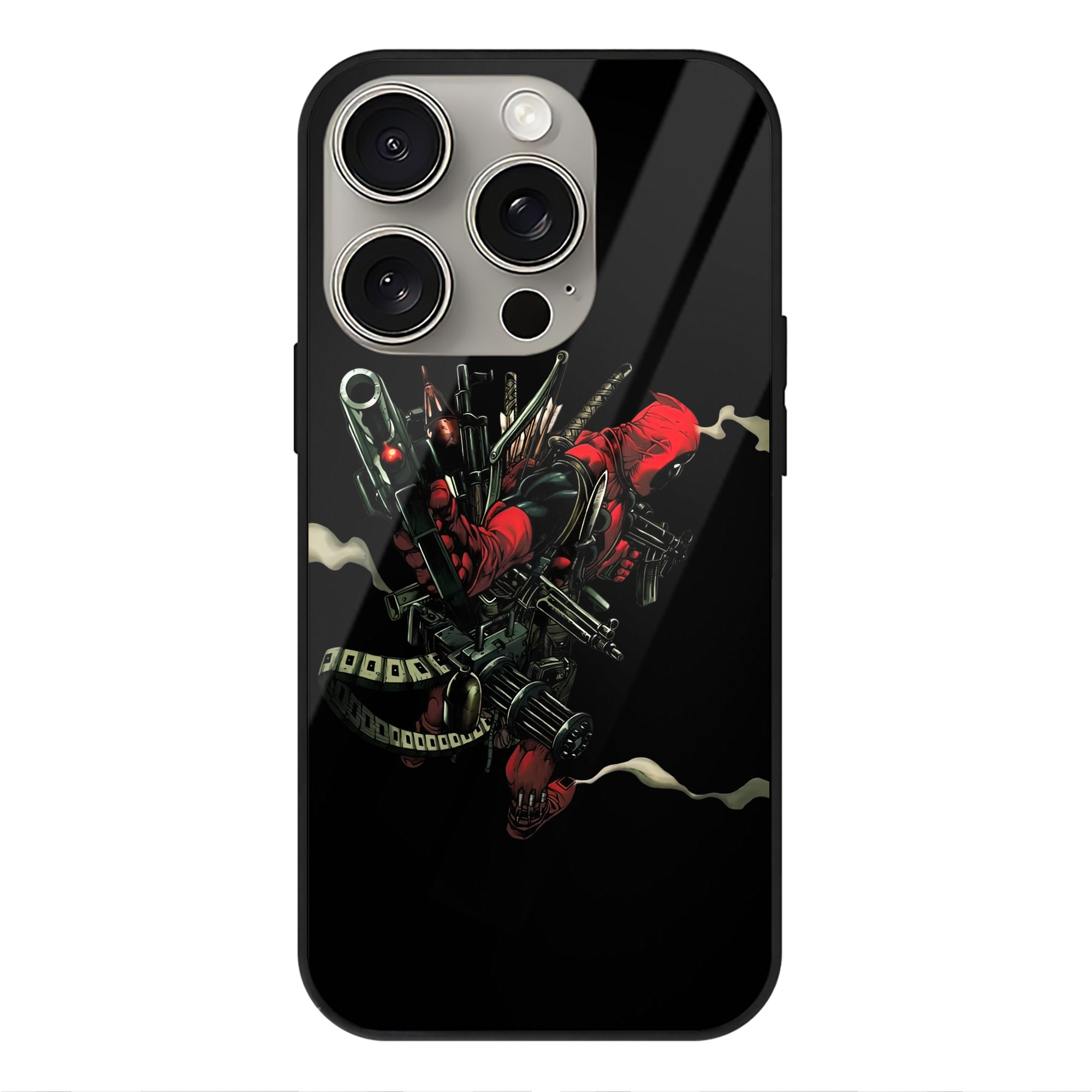 （画像用） Deadpool デッドプール 【iPhone15Pro対応】スマホケース 耐衝撃＆黄変防止 背面ガラス