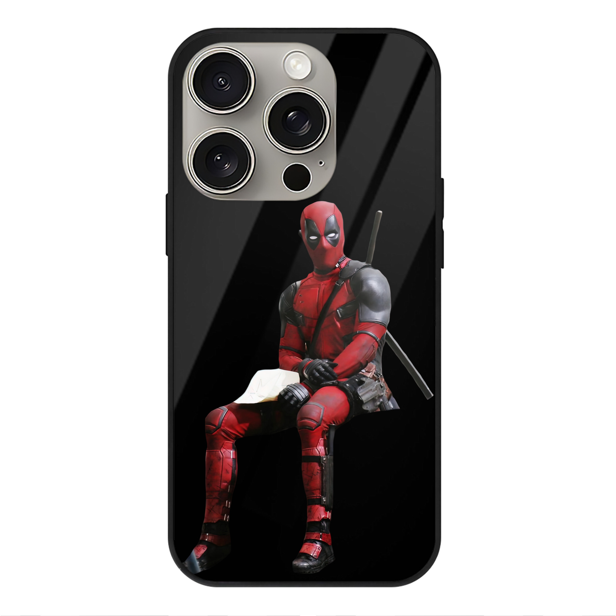 （画像用） Deadpool デッドプール 【iPhone15Pro対応】スマホケース 耐衝撃＆黄変防止 背面ガラス