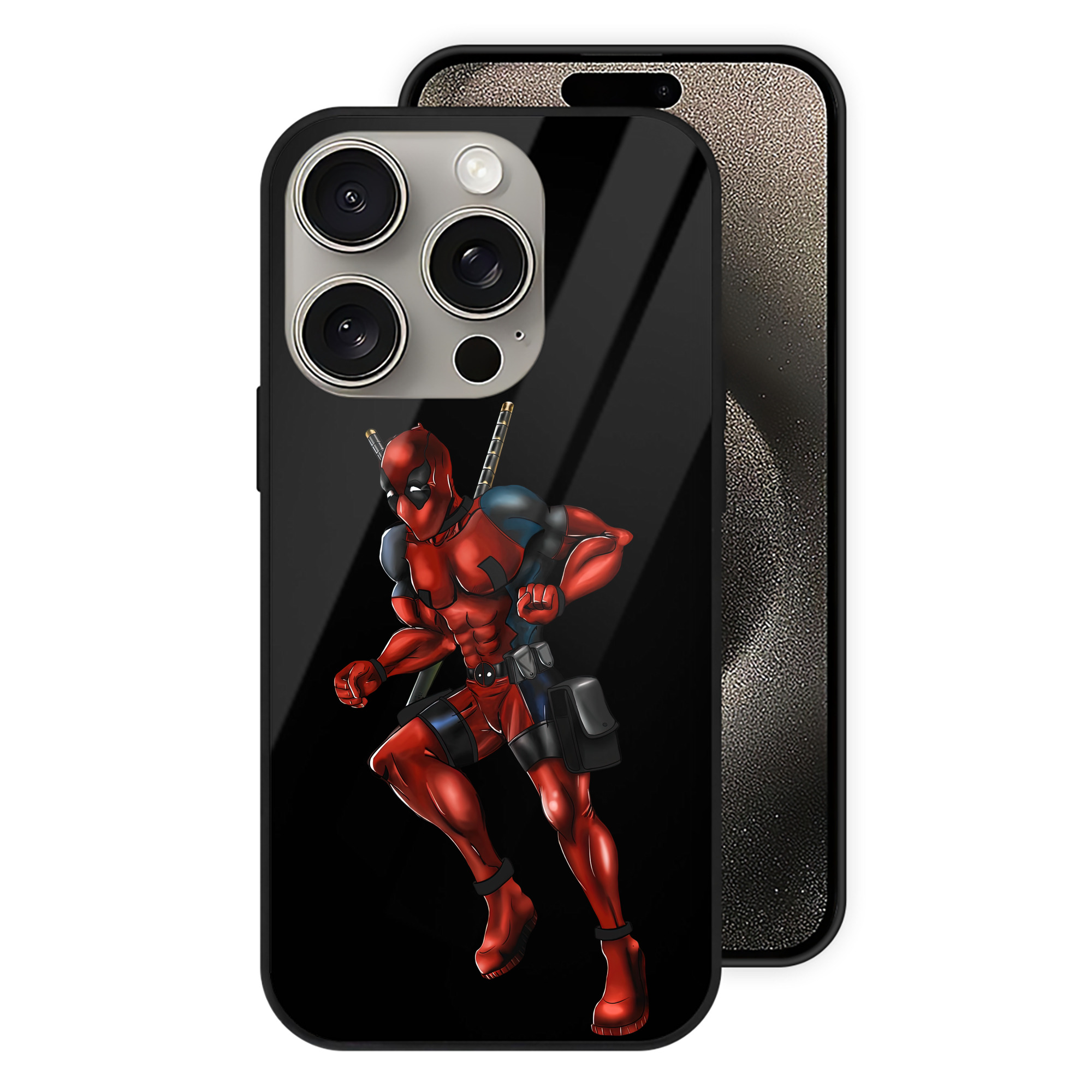 （画像用） Deadpool デッドプール 【iPhone15Pro対応】スマホケース 耐衝撃＆黄変防止 背面ガラス
