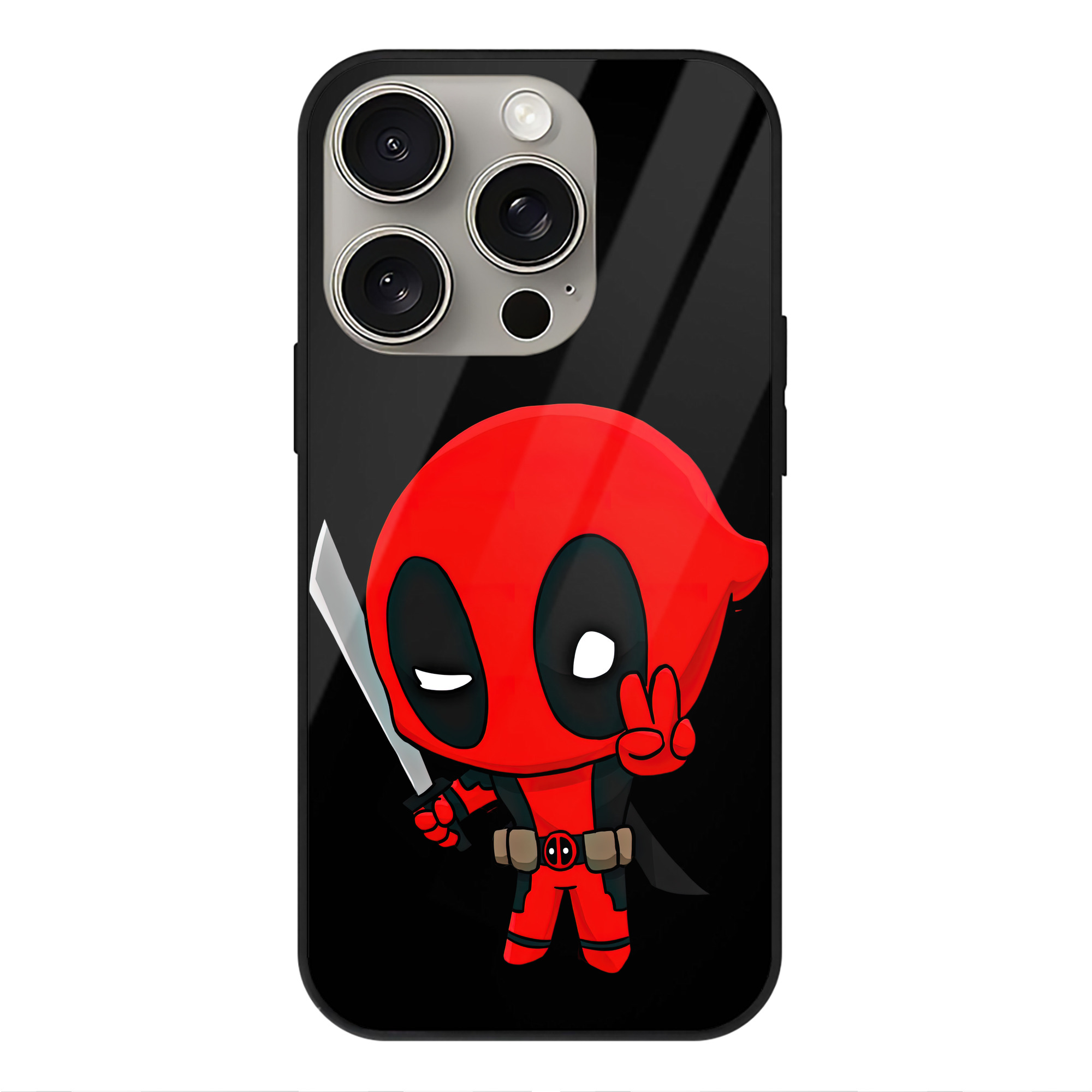 （画像用） Deadpool デッドプール 【iPhone15Pro対応】スマホケース 耐衝撃＆黄変防止 背面ガラス