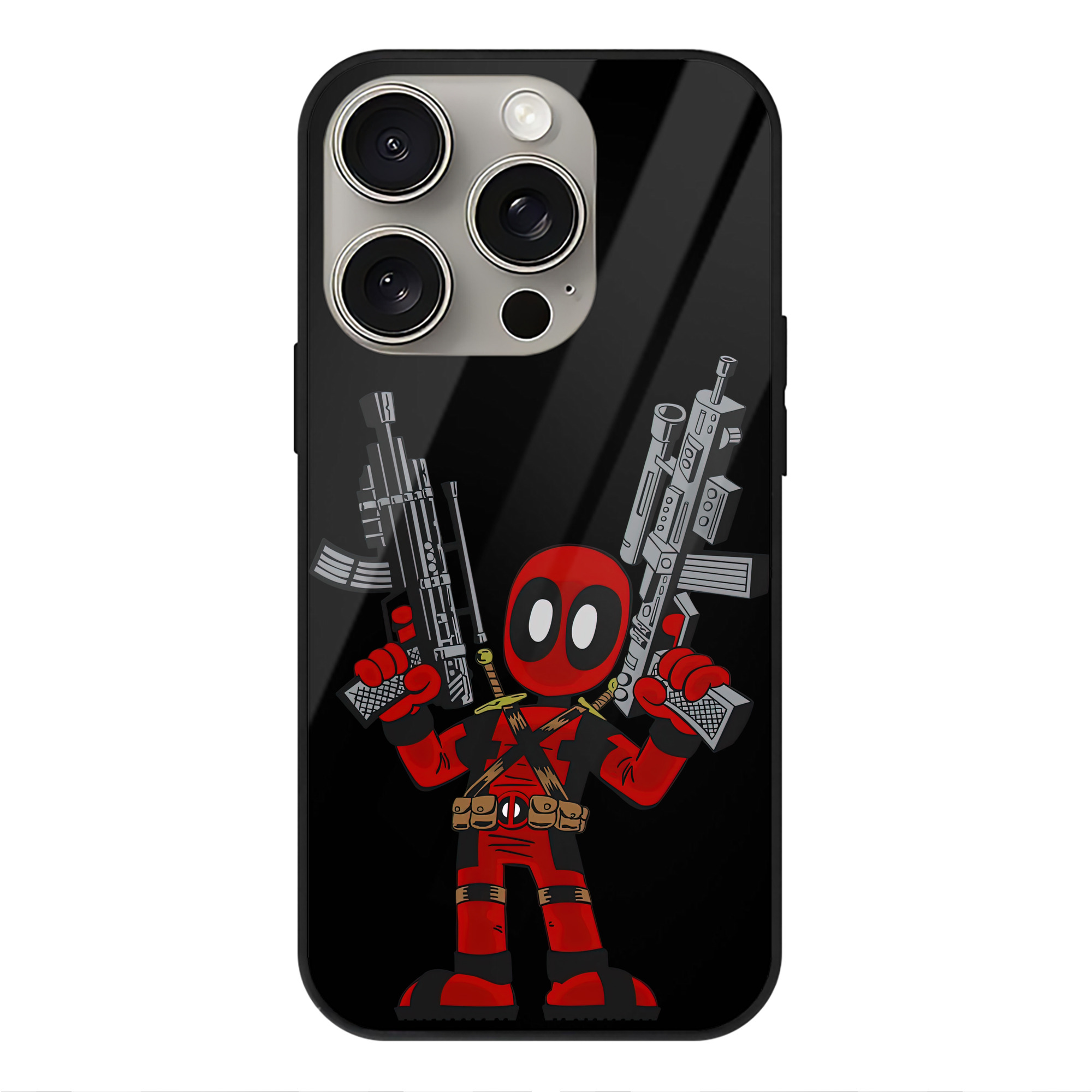 （画像用） Deadpool デッドプール 【iPhone15Pro対応】スマホケース 耐衝撃＆黄変防止 背面ガラス