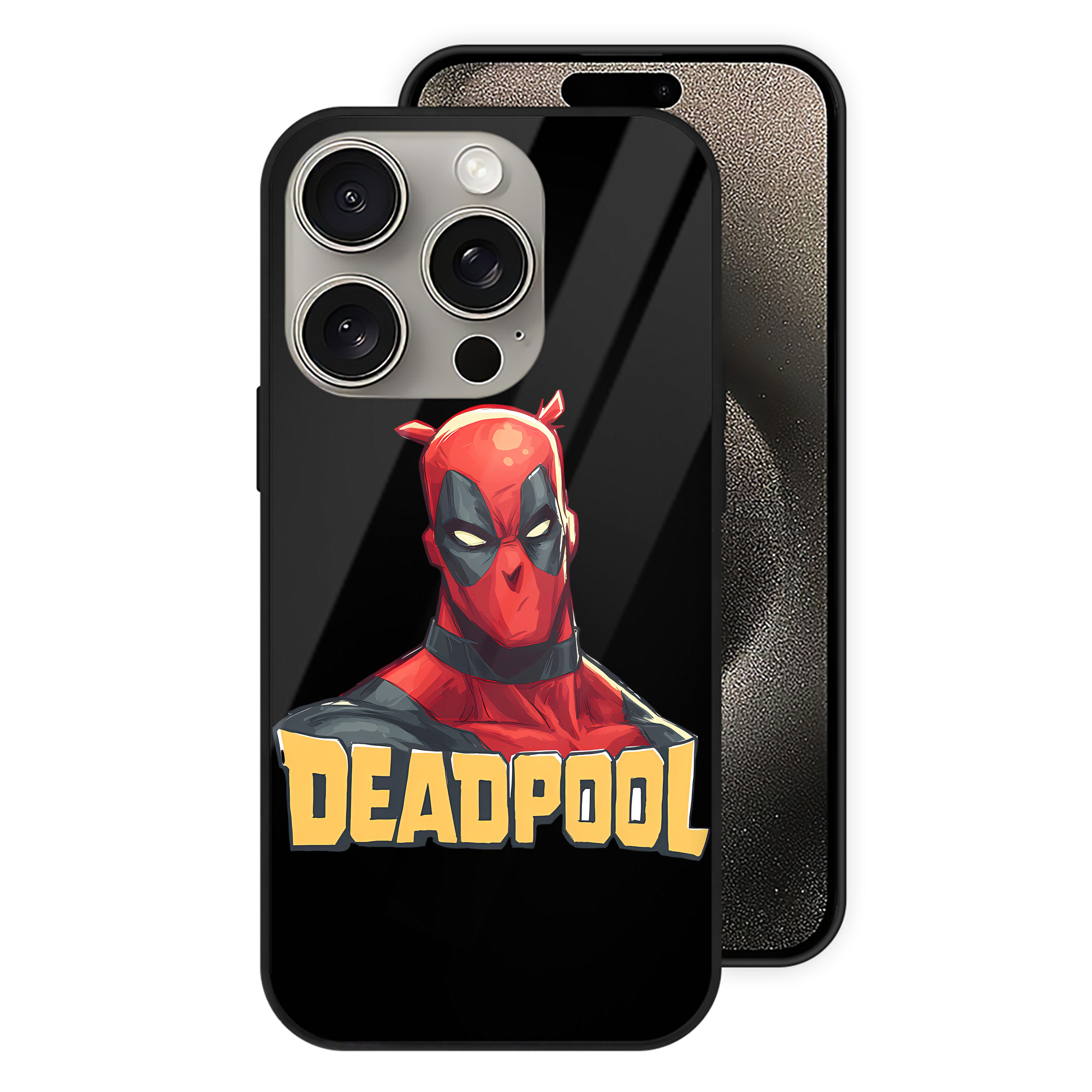 （画像用） Deadpool デッドプール 【iPhone15Pro対応】スマホケース 耐衝撃＆黄変防止 背面ガラス