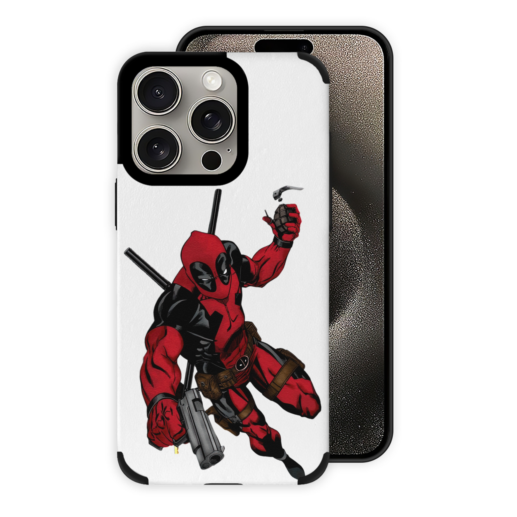 （画像用） Deadpool デッドプール 【iPhone15ProMax対応】 PUレザー スマホケース 耐衝撃＆黄変防止