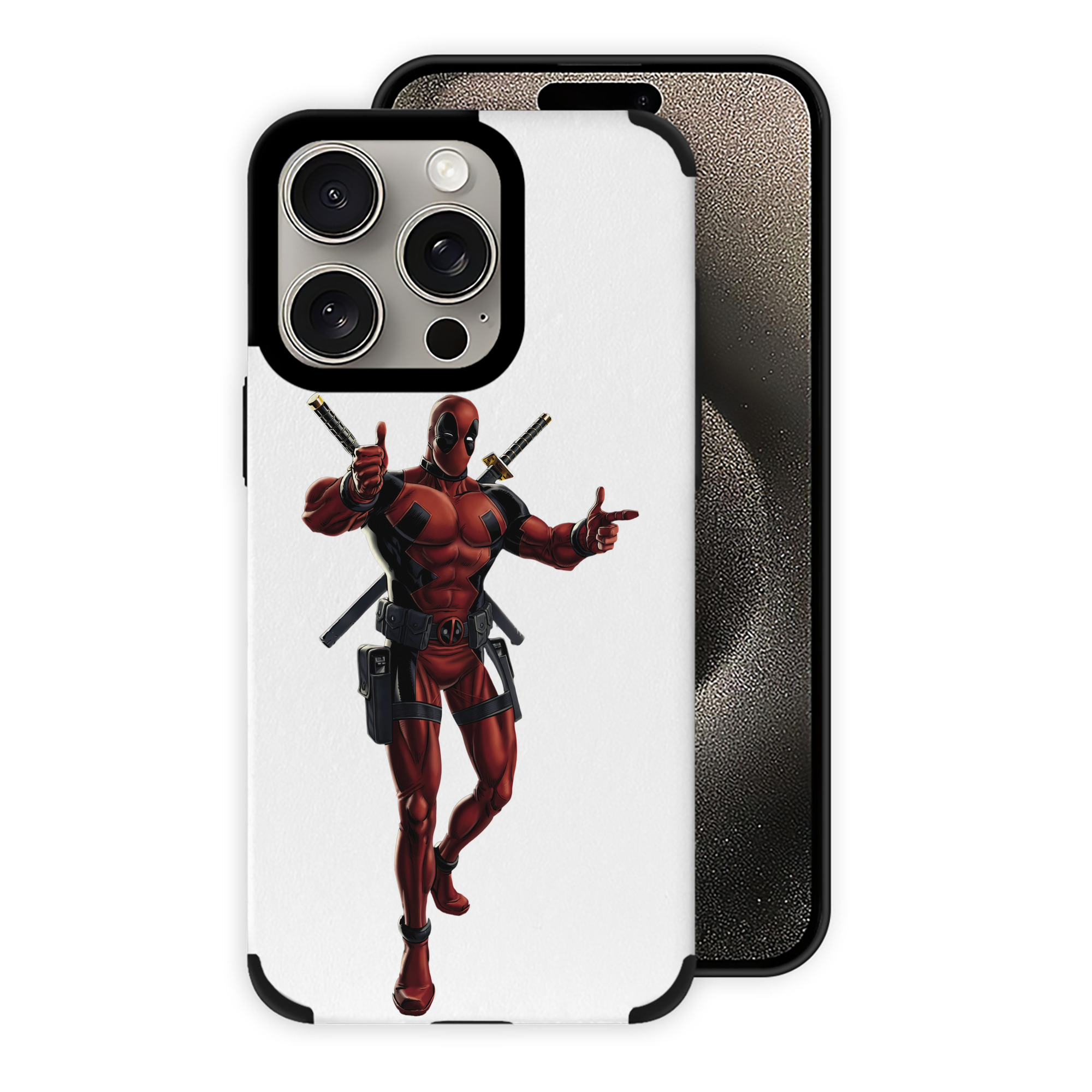 （画像用） Deadpool デッドプール 【iPhone15ProMax対応】 PUレザー スマホケース 耐衝撃＆黄変防止