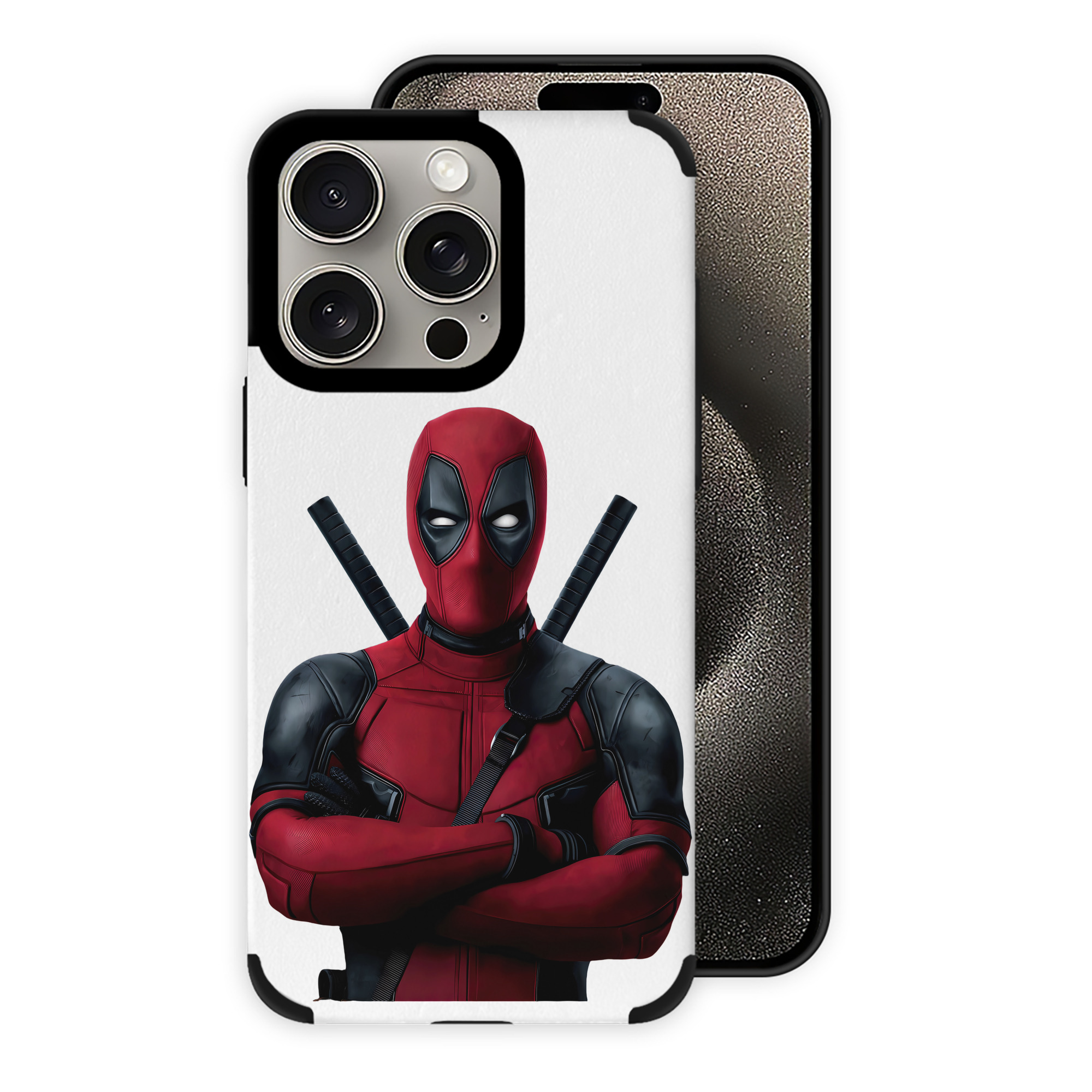 （画像用） Deadpool デッドプール 【iPhone15ProMax対応】 PUレザー スマホケース 耐衝撃＆黄変防止