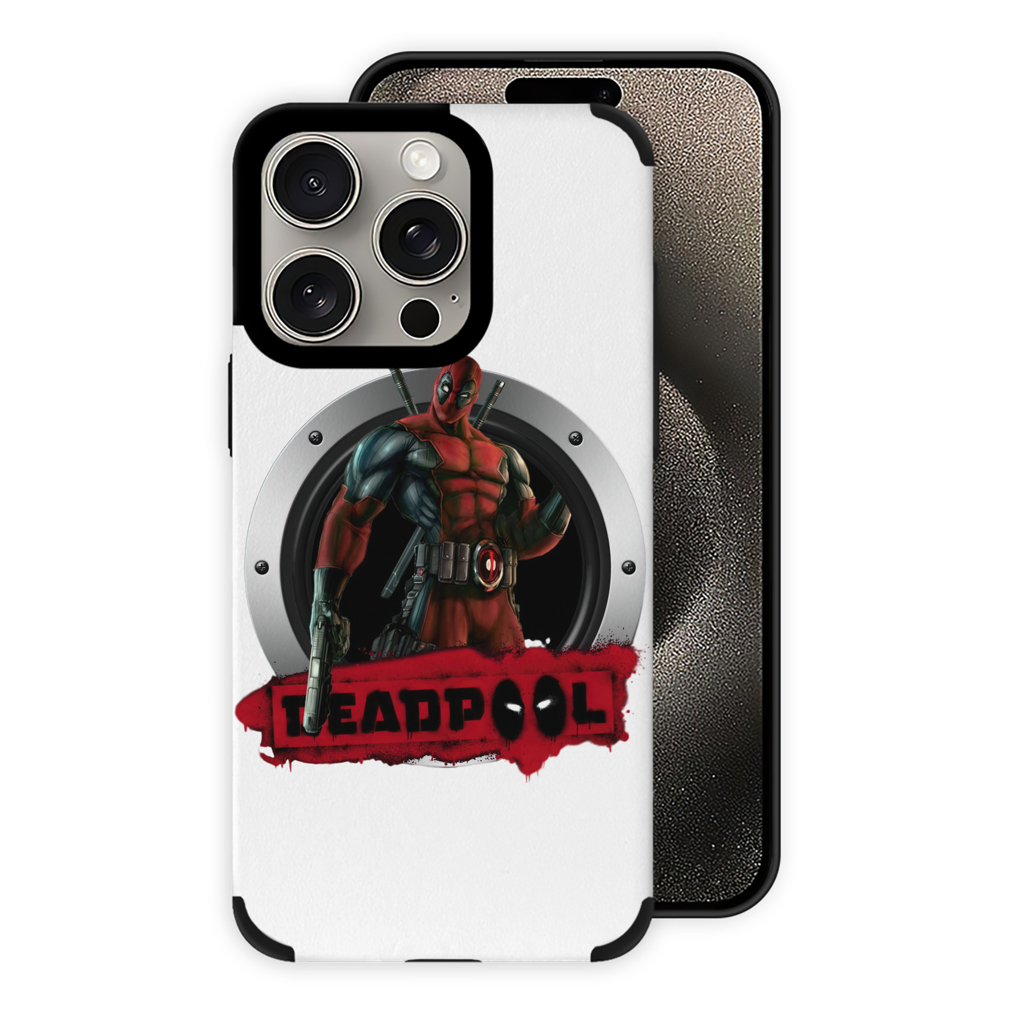 （画像用） Deadpool デッドプール 【iPhone15ProMax対応】 PUレザー スマホケース 耐衝撃＆黄変防止