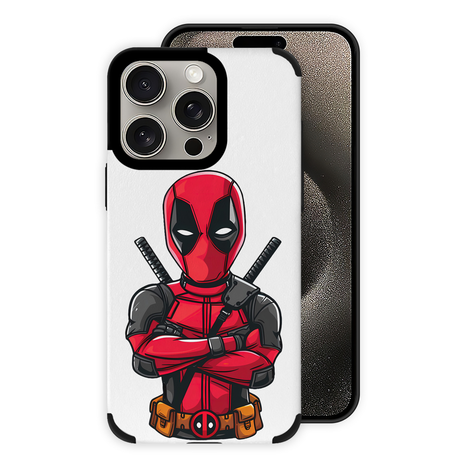 （画像用） Deadpool デッドプール 【iPhone15ProMax対応】 PUレザー スマホケース 耐衝撃＆黄変防止