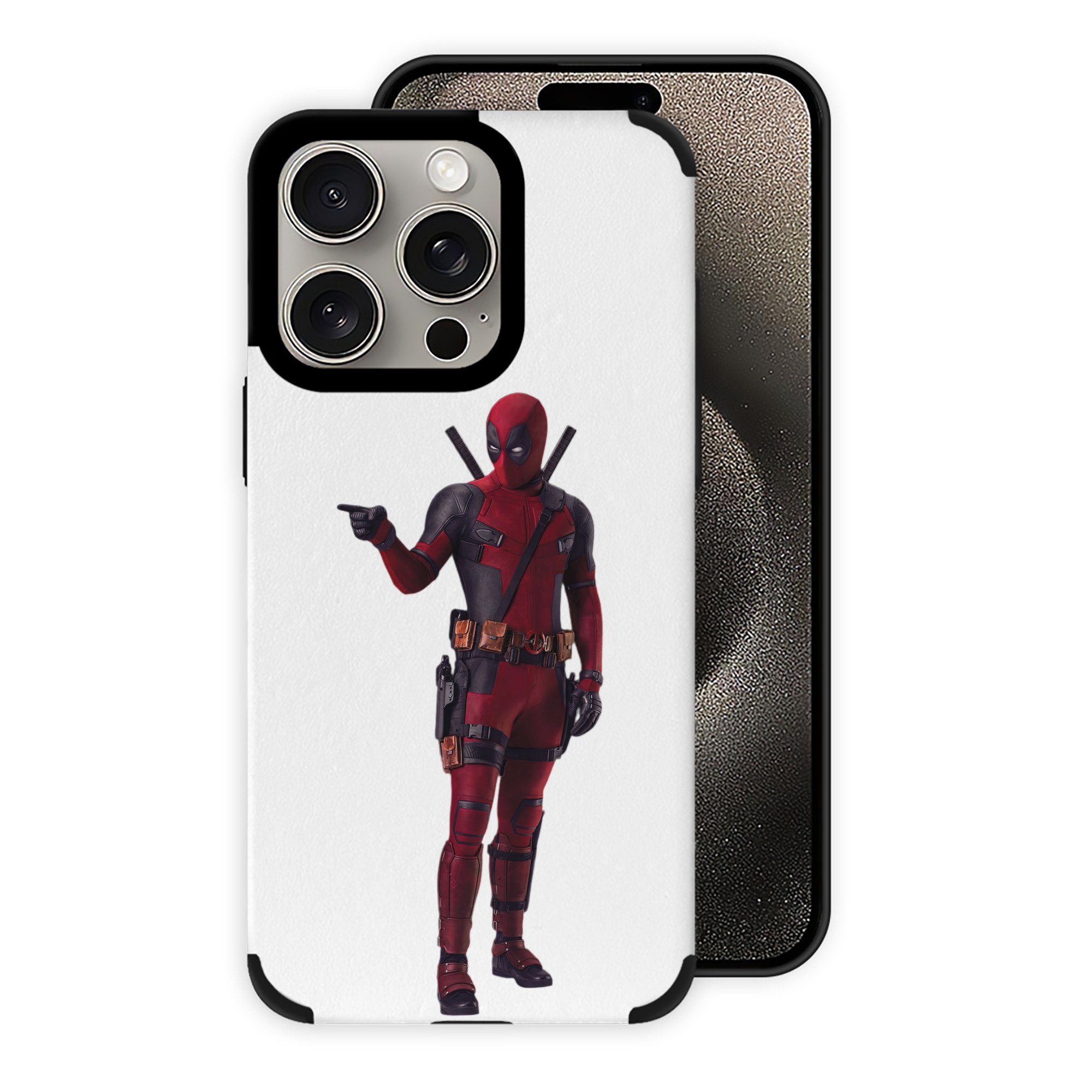 （画像用） Deadpool デッドプール 【iPhone15ProMax対応】 PUレザー スマホケース 耐衝撃＆黄変防止
