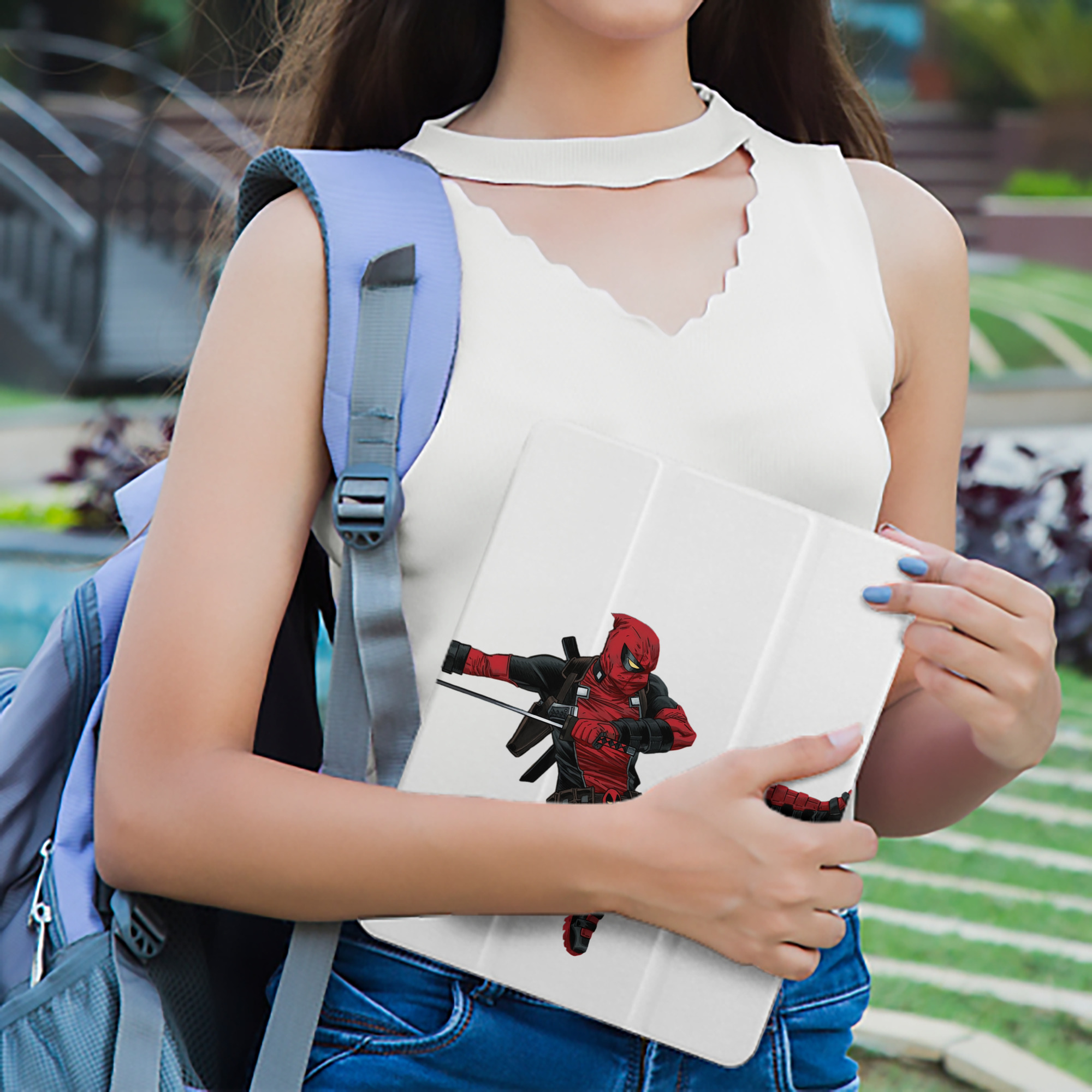Deadpool デッドプール IPad ケース ペン収納付き 三つ折りスタンド PUレザー×シリコン 対応機種9.5/10.5/10.9インチ