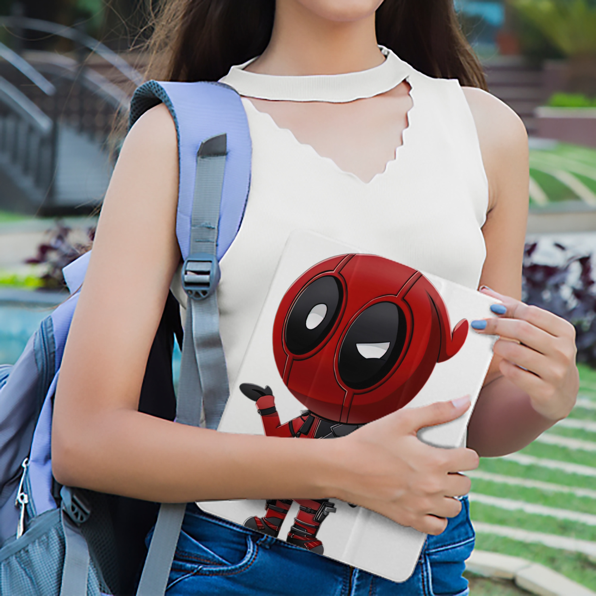 Deadpool デッドプール IPad ケース ペン収納付き 三つ折りスタンド PUレザー×シリコン 対応機種9.5/10.5/10.9インチ