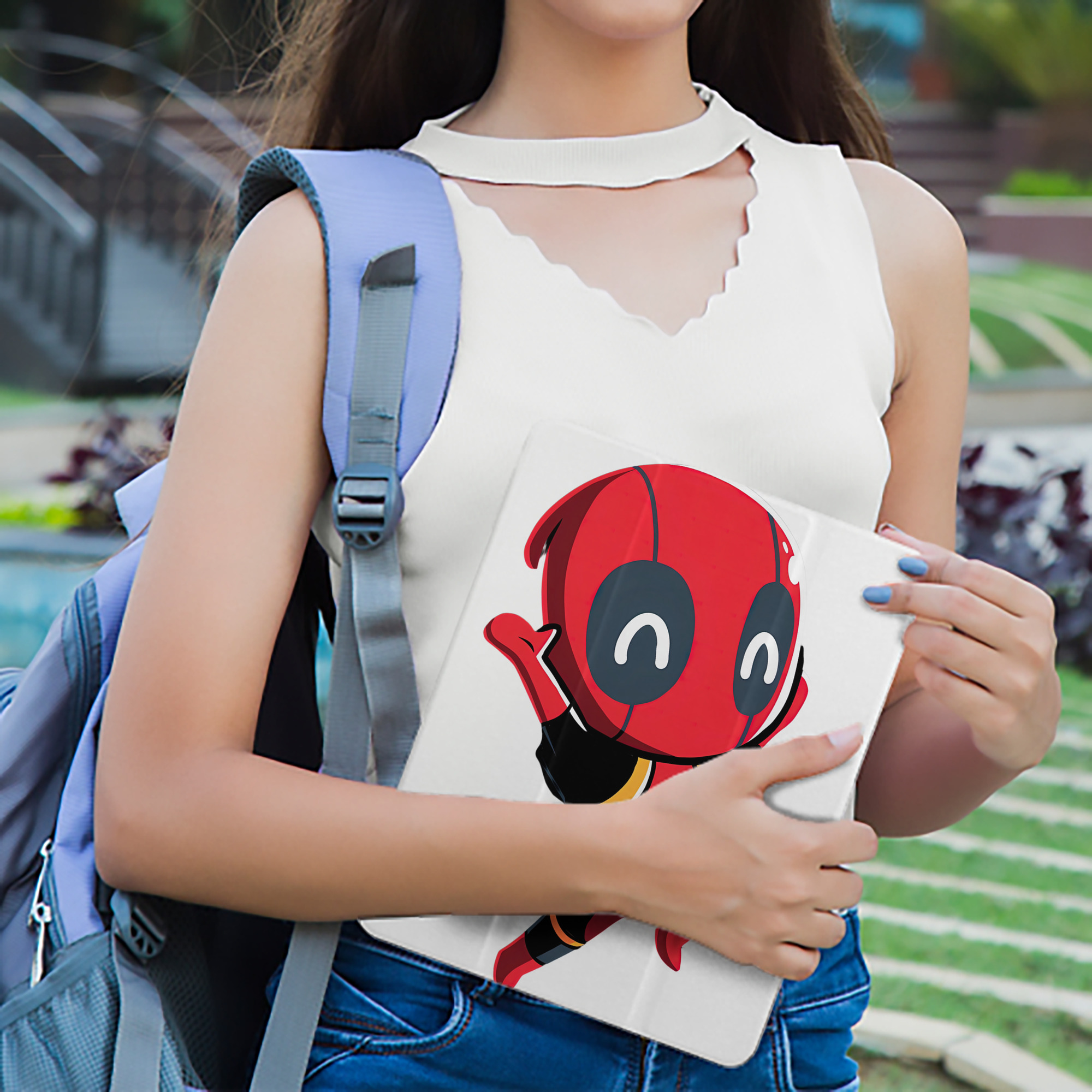 Deadpool デッドプール IPad ケース ペン収納付き 三つ折りスタンド PUレザー×シリコン 対応機種9.5/10.5/10.9インチ