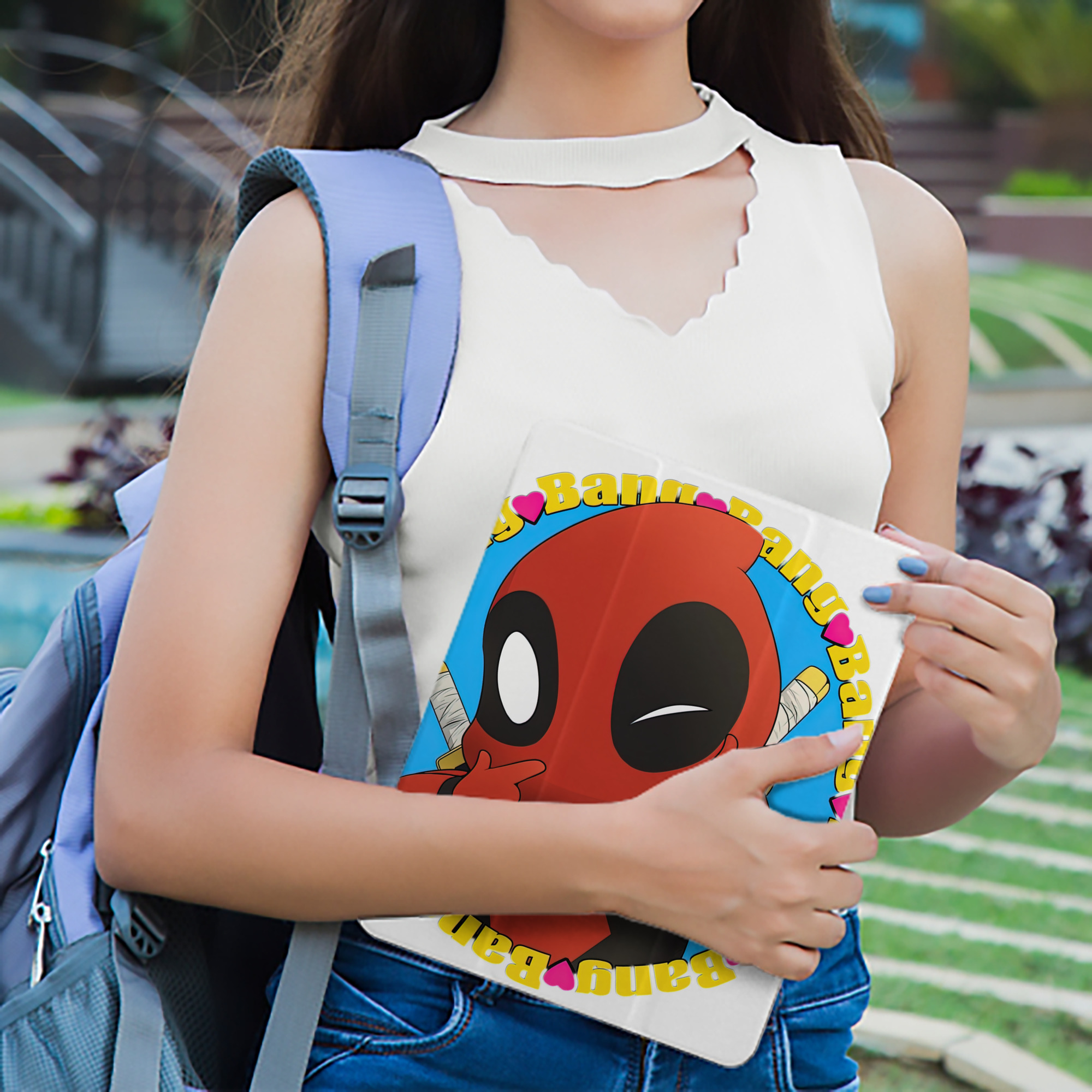 Deadpool デッドプール IPad ケース ペン収納付き 三つ折りスタンド PUレザー×シリコン 対応機種9.5/10.5/10.9インチ