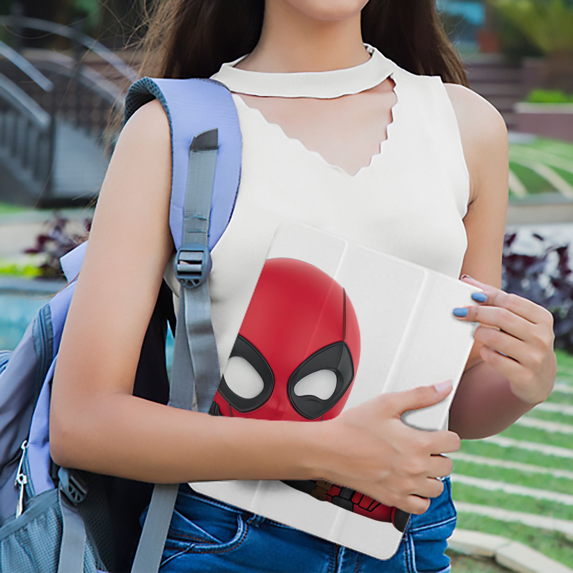 Deadpool デッドプール IPad ケース ペン収納付き 三つ折りスタンド PUレザー×シリコン 対応機種9.5/10.5/10.9インチ