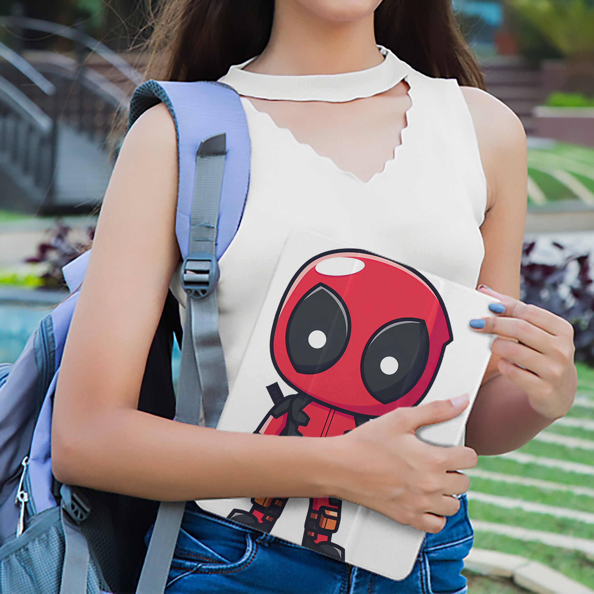 Deadpool デッドプール IPad ケース ペン収納付き 三つ折りスタンド PUレザー×シリコン 対応機種9.5/10.5/10.9インチ
