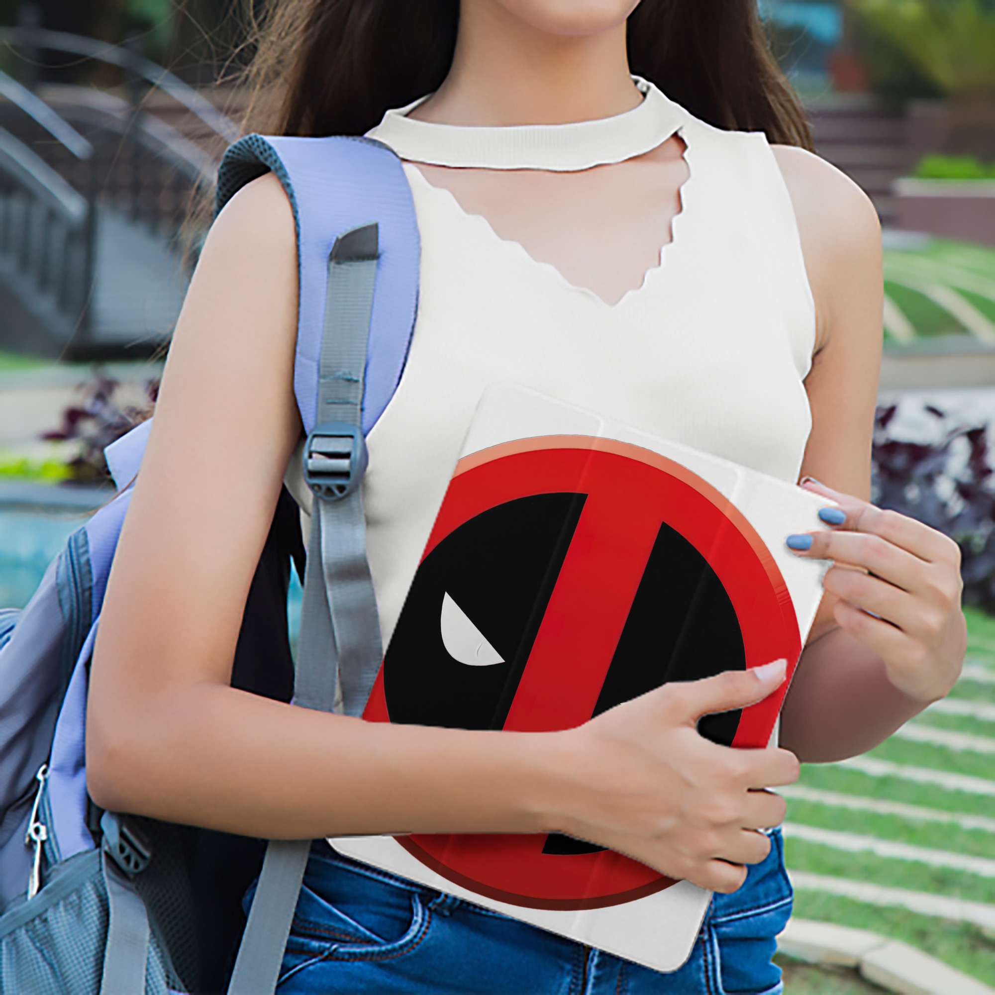Deadpool デッドプール IPad ケース ペン収納付き 三つ折りスタンド PUレザー×シリコン 対応機種9.5/10.5/10.9インチ
