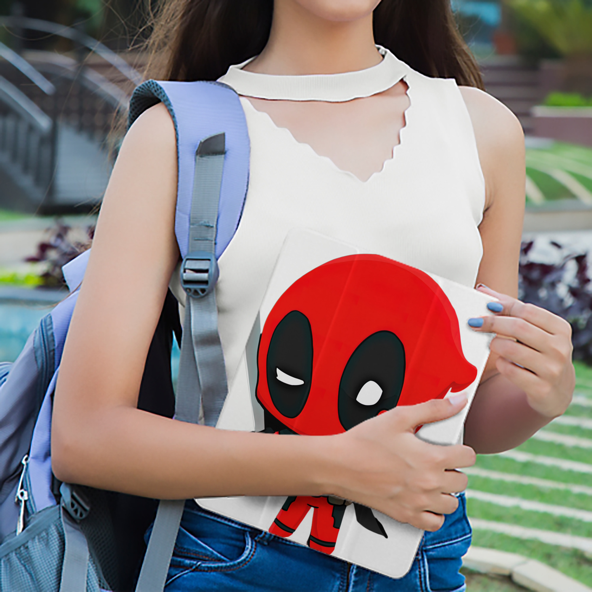 Deadpool デッドプール IPad ケース ペン収納付き 三つ折りスタンド PUレザー×シリコン 対応機種9.5/10.5/10.9インチ