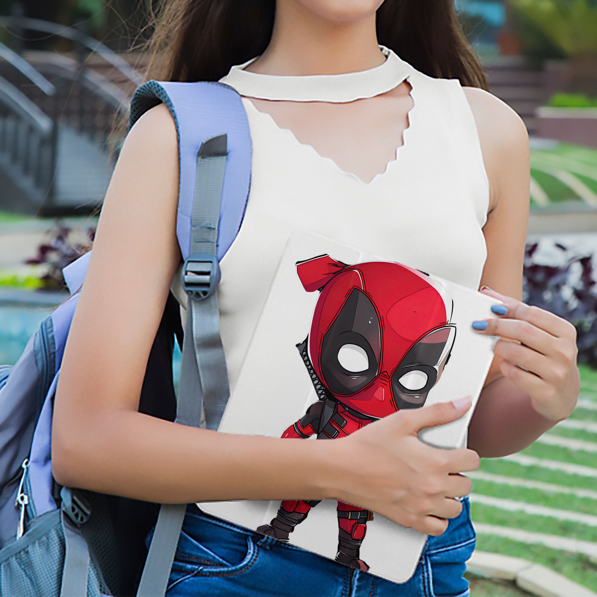 Deadpool デッドプール IPad ケース ペン収納付き 三つ折りスタンド PUレザー×シリコン 対応機種9.5/10.5/10.9インチ
