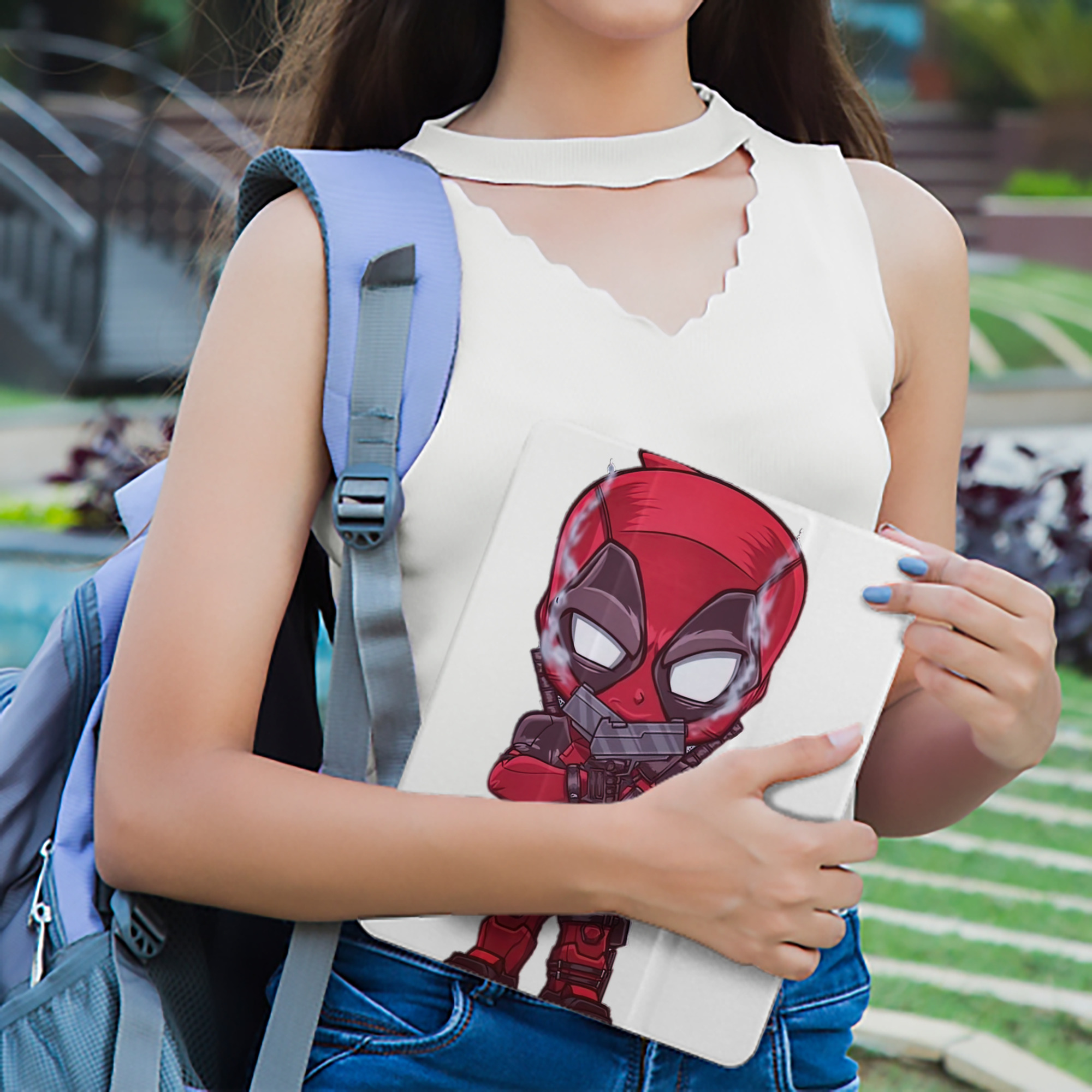 Deadpool デッドプール IPad ケース ペン収納付き 三つ折りスタンド PUレザー×シリコン 対応機種9.5/10.5/10.9インチ