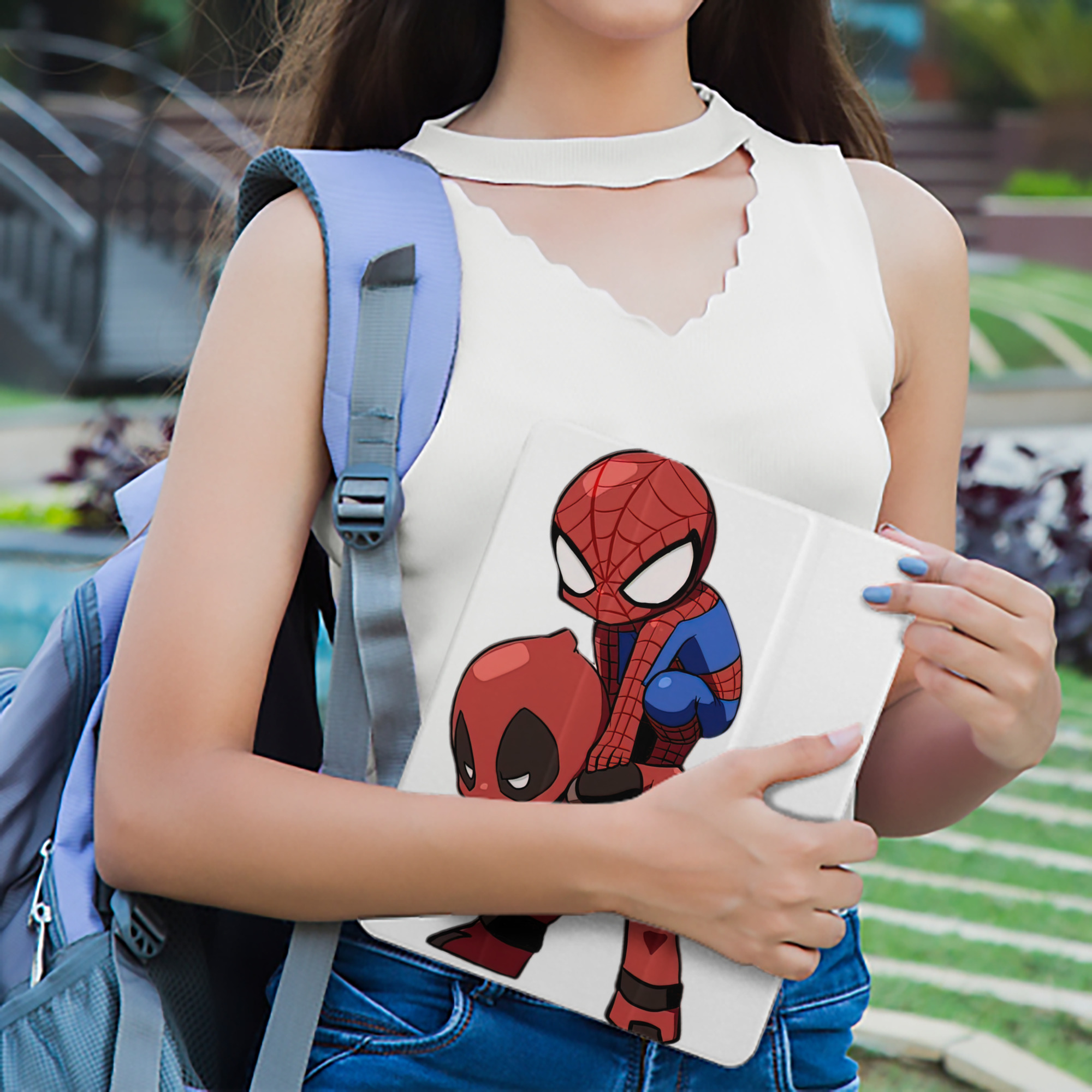 Deadpool デッドプール IPad ケース ペン収納付き 三つ折りスタンド PUレザー×シリコン 対応機種9.5/10.5/10.9インチ