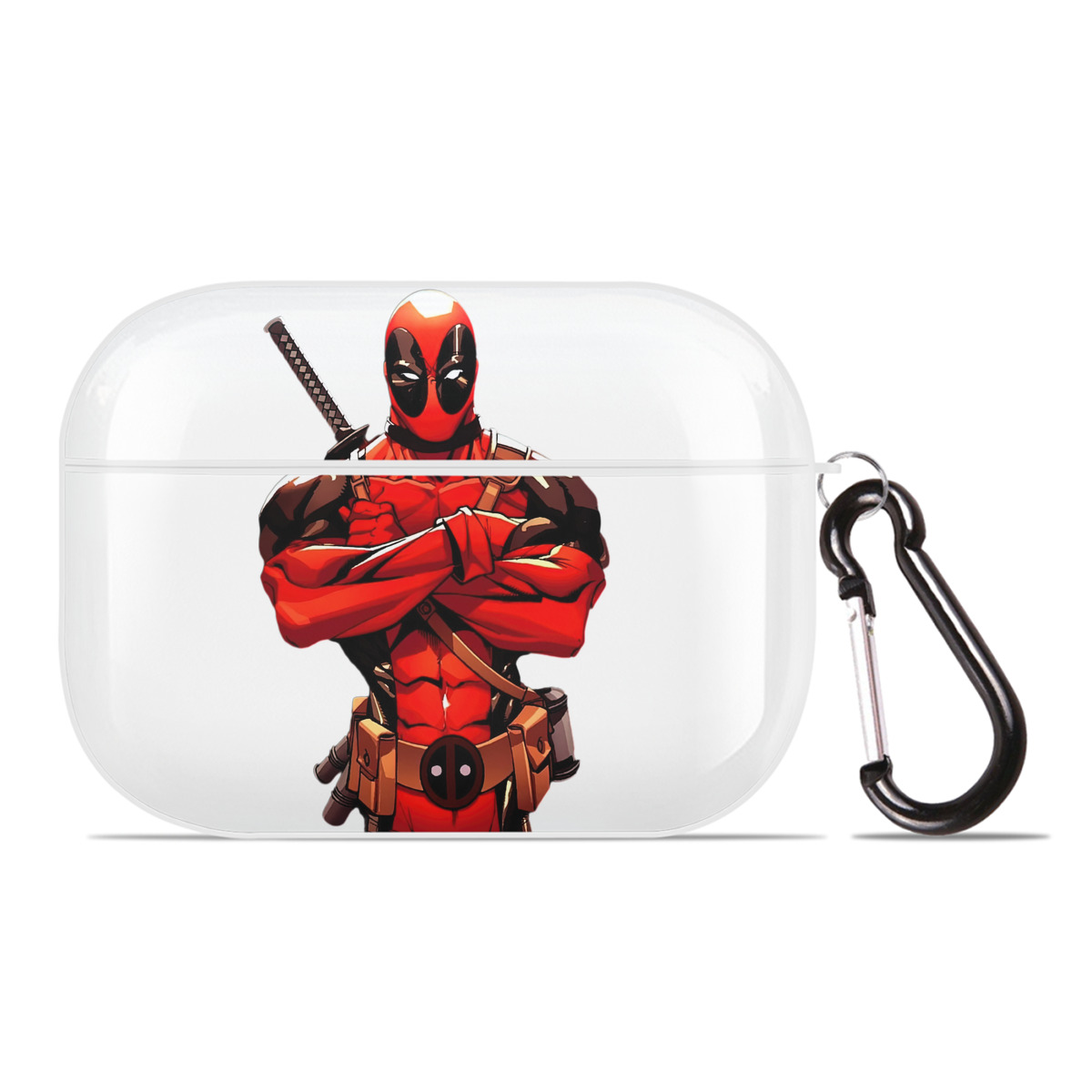（画像用） Deadpool デッドプール 【AirPods Pro用】ハードシェル保護ケース 耐衝撃・防指紋・カラビナ付き商品仕様